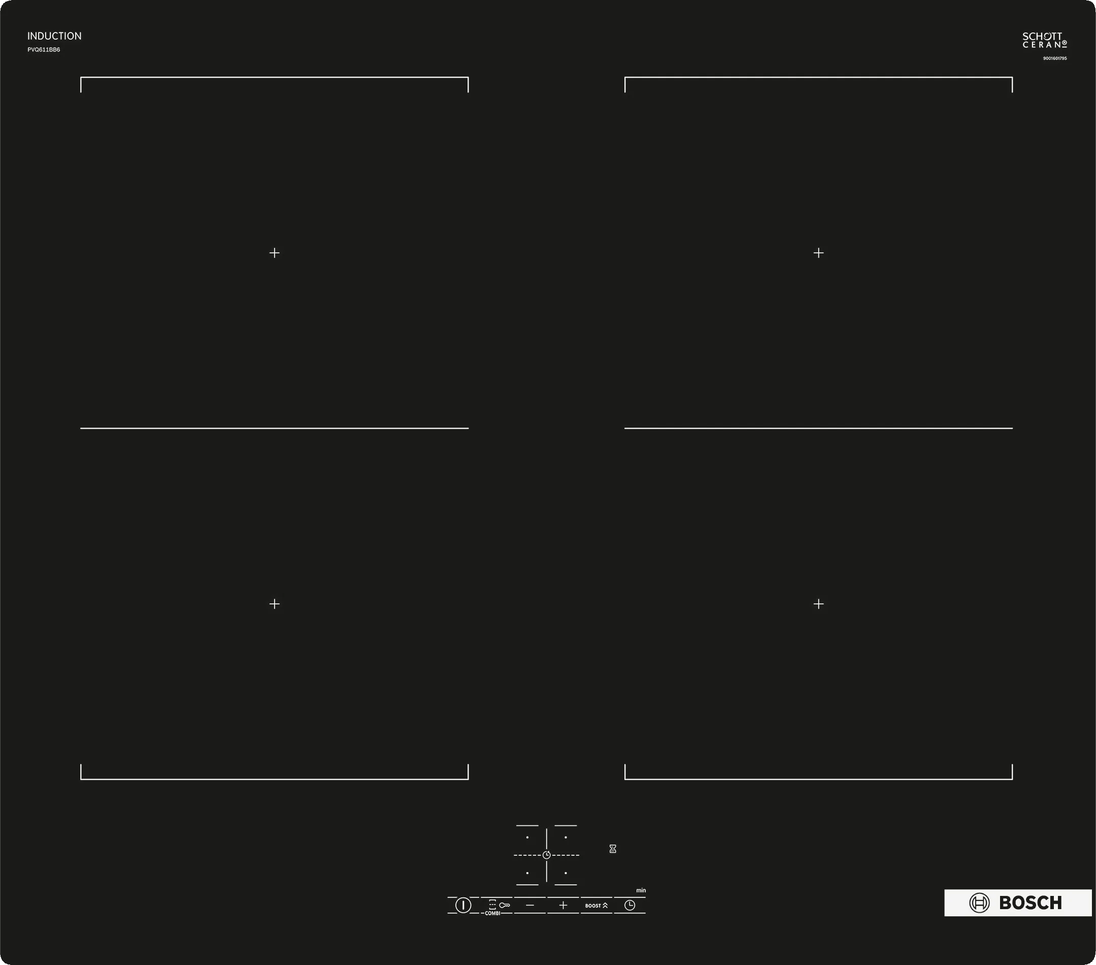 Série 4 Table à induction 60 cm Noir, sans cadre 