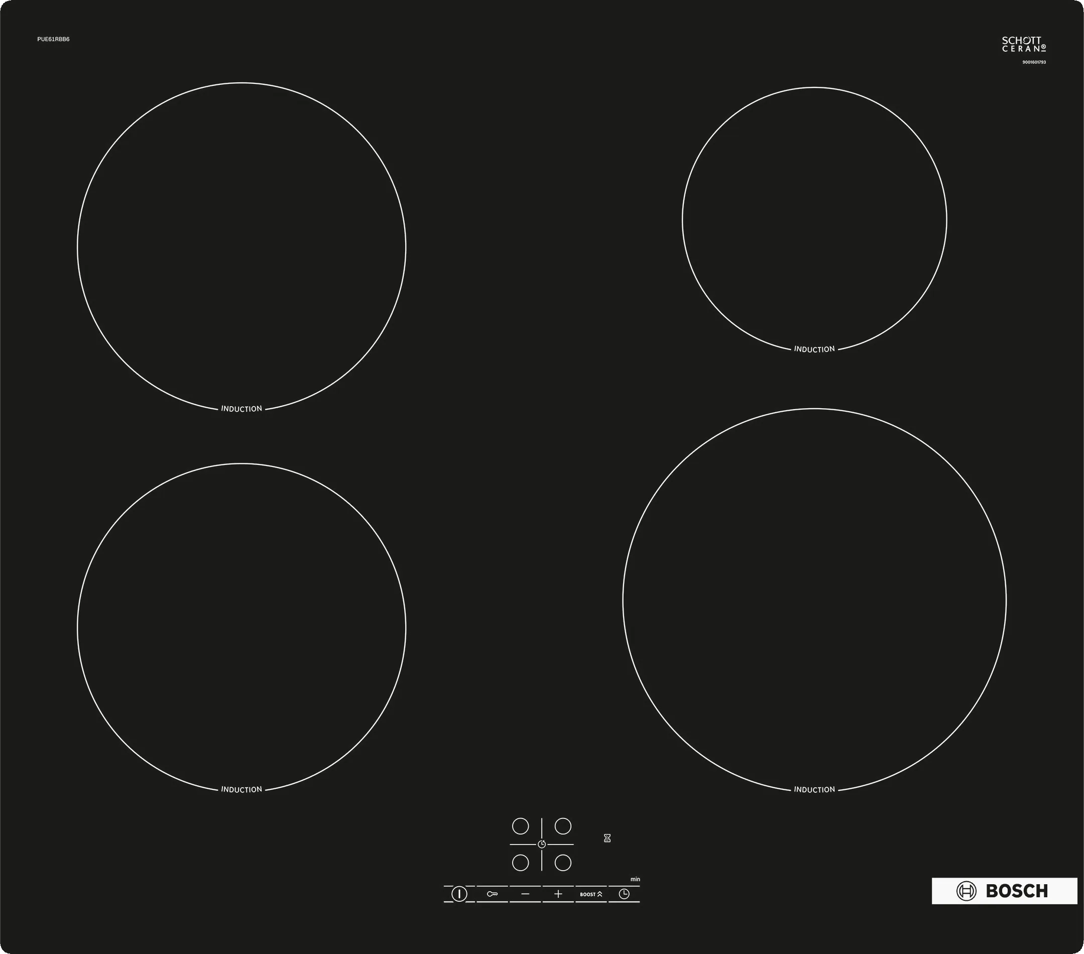 Serija 4 Indukciona ploča za kuvanje 60 cm Crna, ugradnja bez okvira 