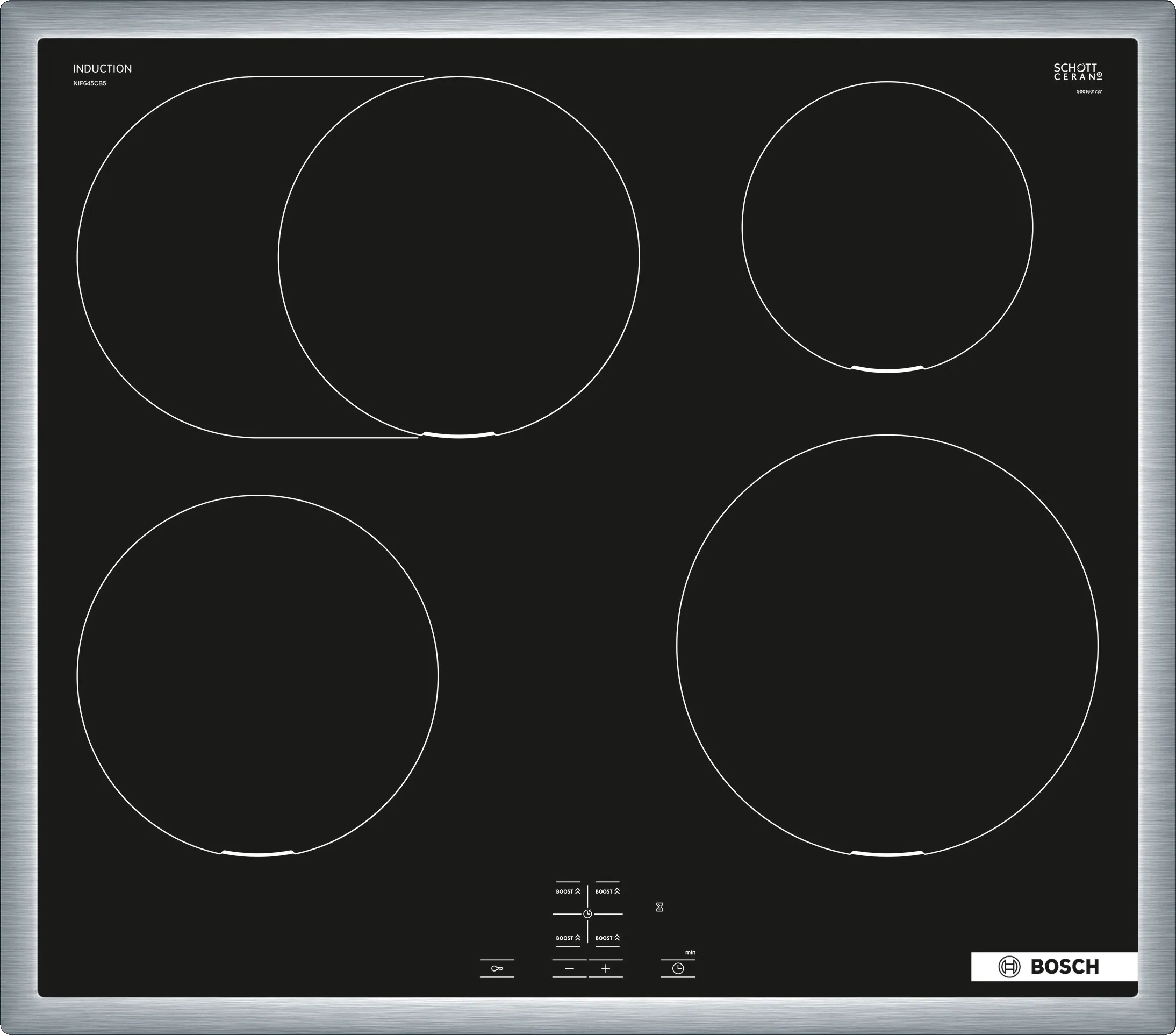 Serie 4 Inductiekookplaat 60 cm bediening uitsluitend op bijpassende oven, Zwart, opbouwmontage met rand  