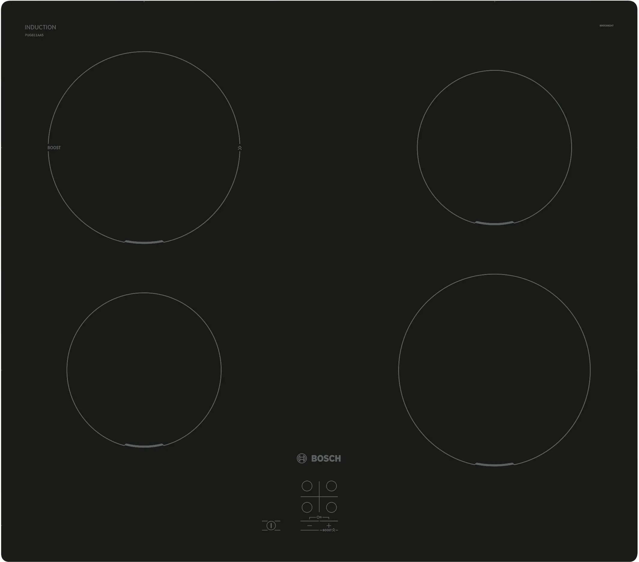 Serie 2 Indukcijska kuhalna plošča 60 cm Črna, površinska montaža brez okvirja 