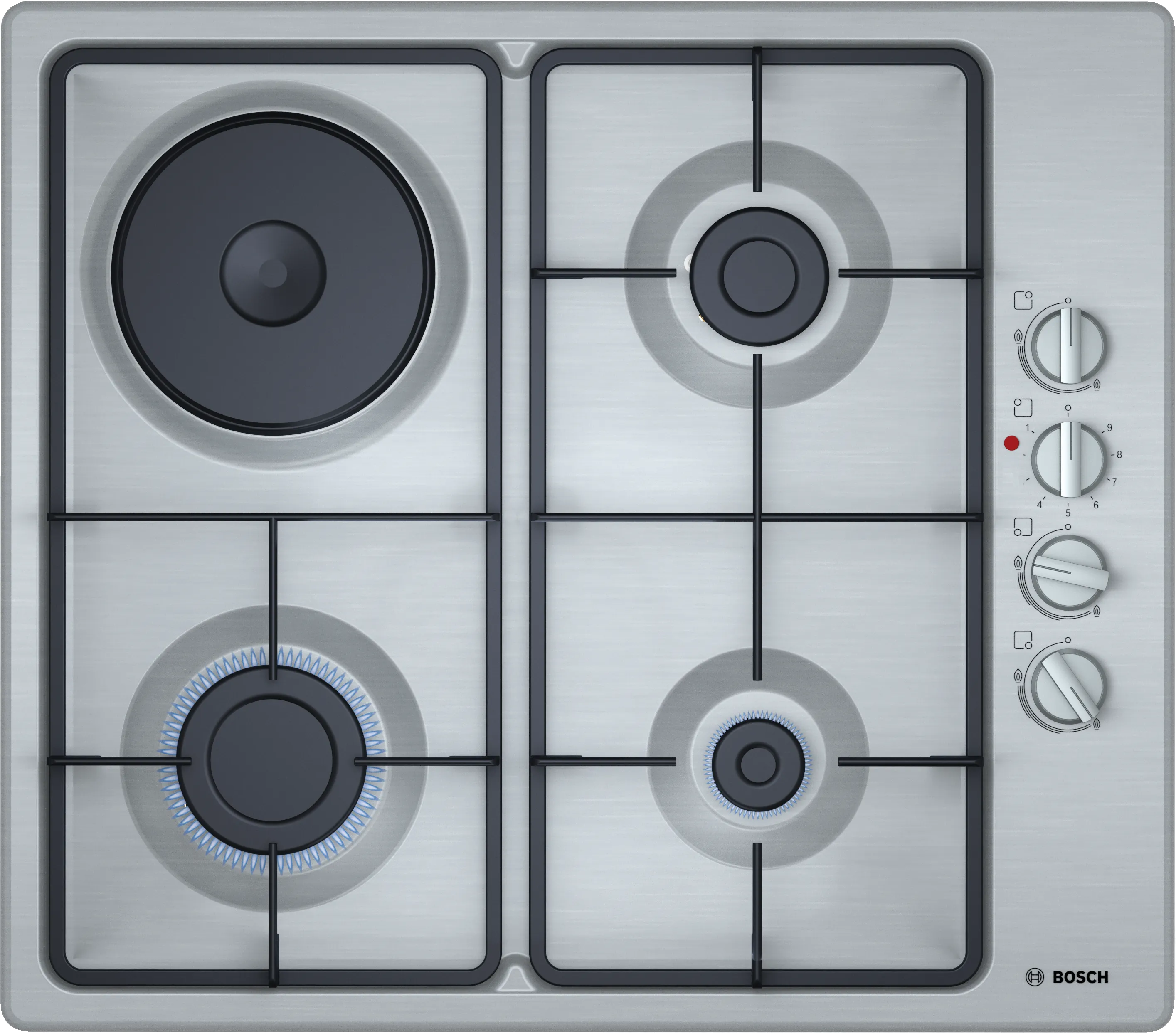 Serie 2 Kombinirana ploča za kuhanje (plin i struja) 60 cm Nehrđajući čelik 