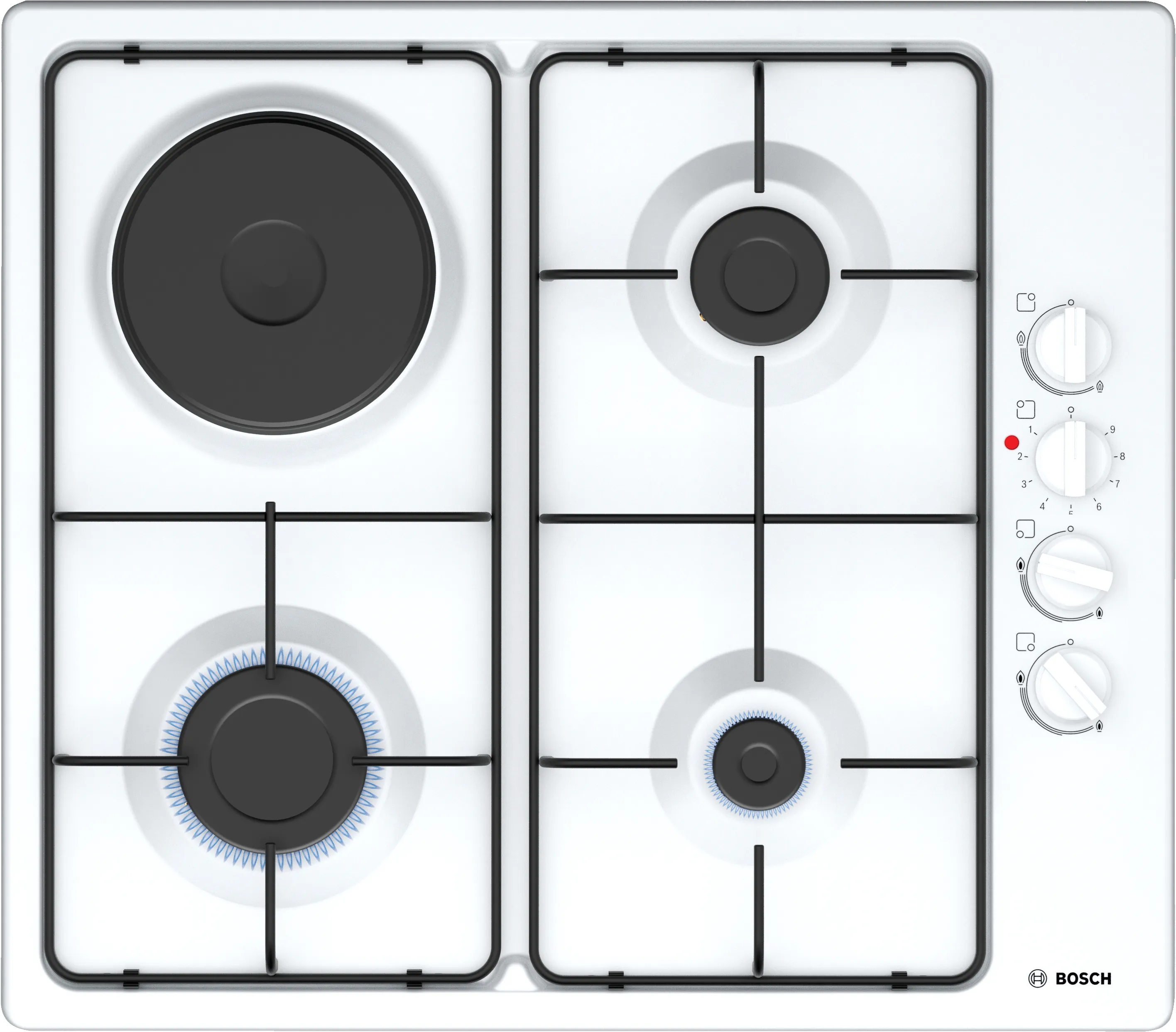 Series 2 Mixed hob (gas and electric) 60 cm White 
