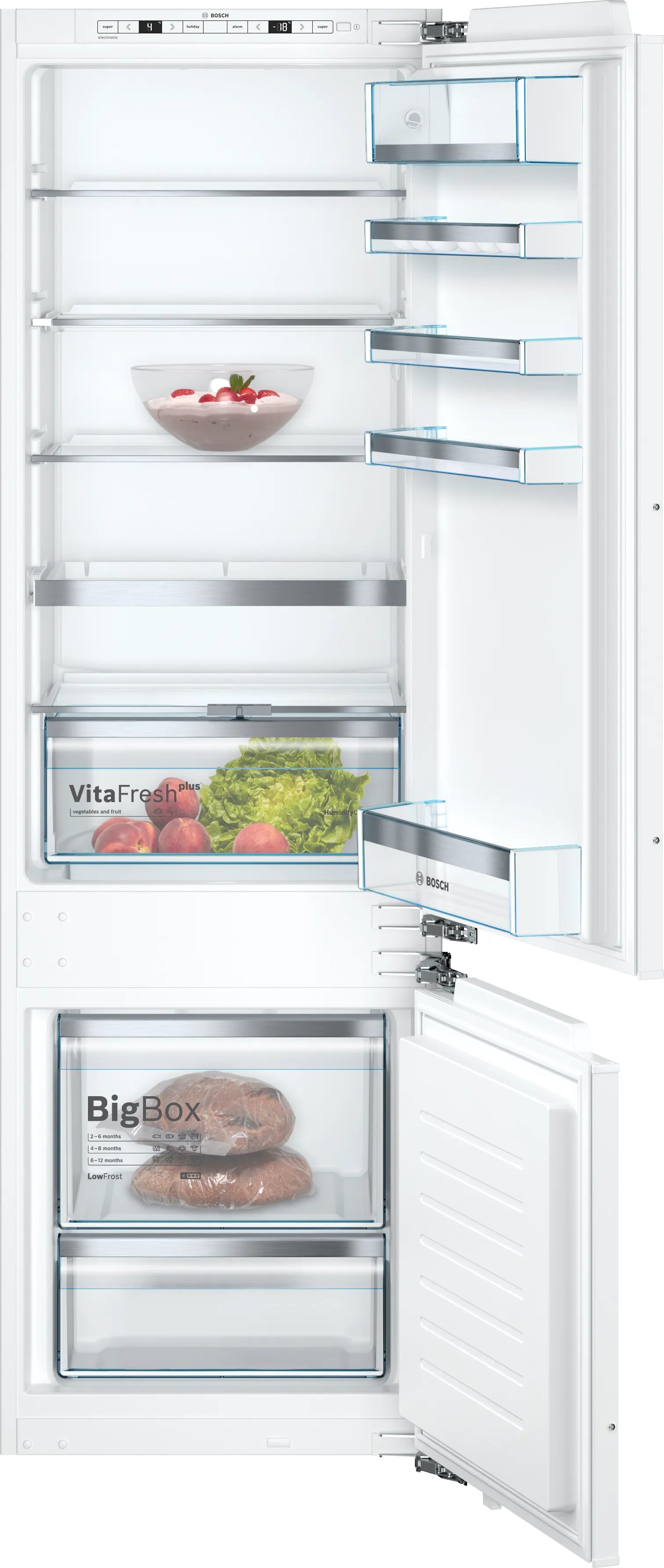 Серія 6 Вбудовуваний холодильник з нижньою морозильною камерою 177.2 x 55.8 cm Плаский шарнір   