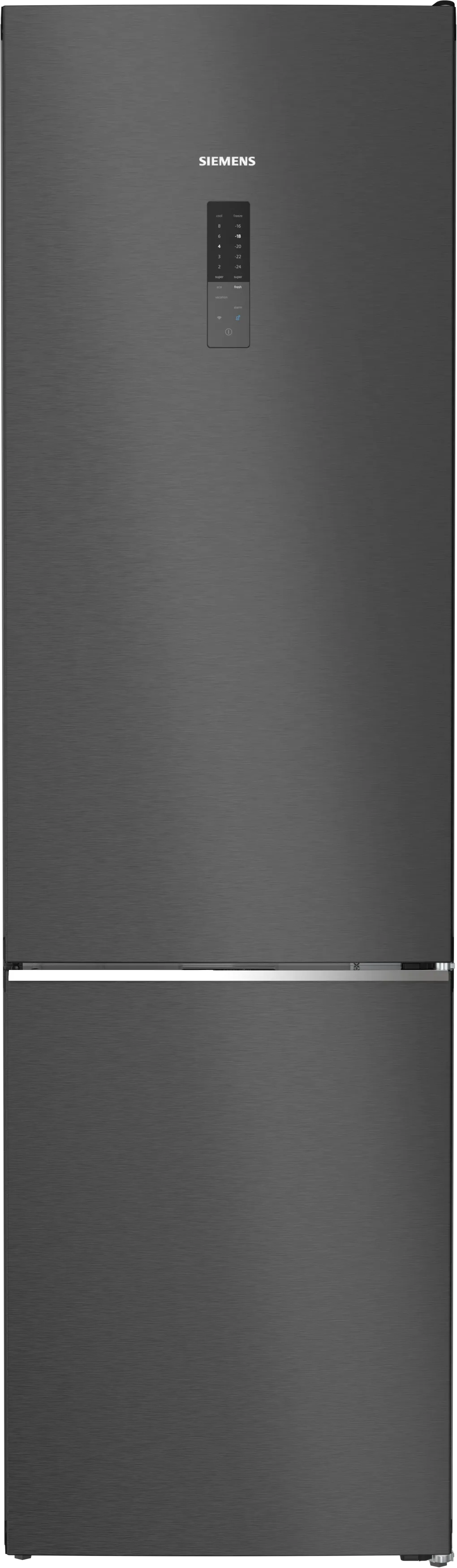 iQ500 Vrijstaande koel-vriescombinatie met bottom-freezer 203 x 60 cm Zwart geborsteld staal antiFingerprint 