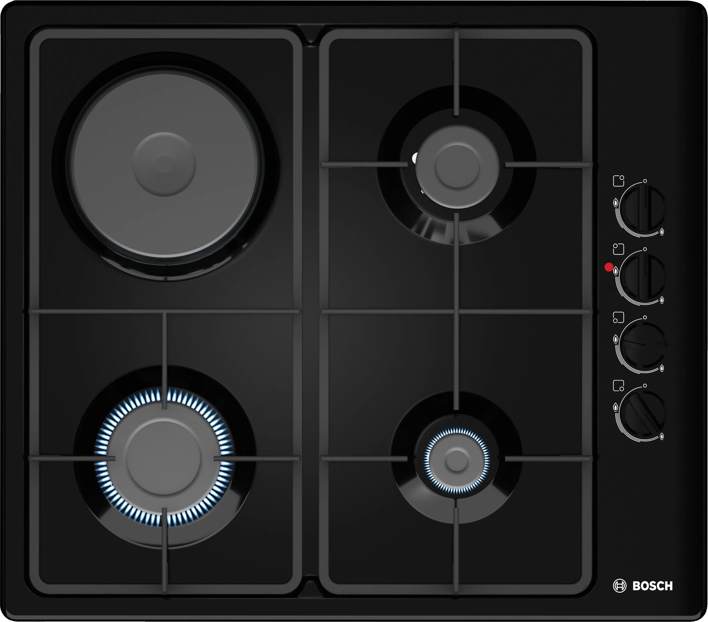 Series 2 Mixed hob (gas and electric) 60 cm Black 