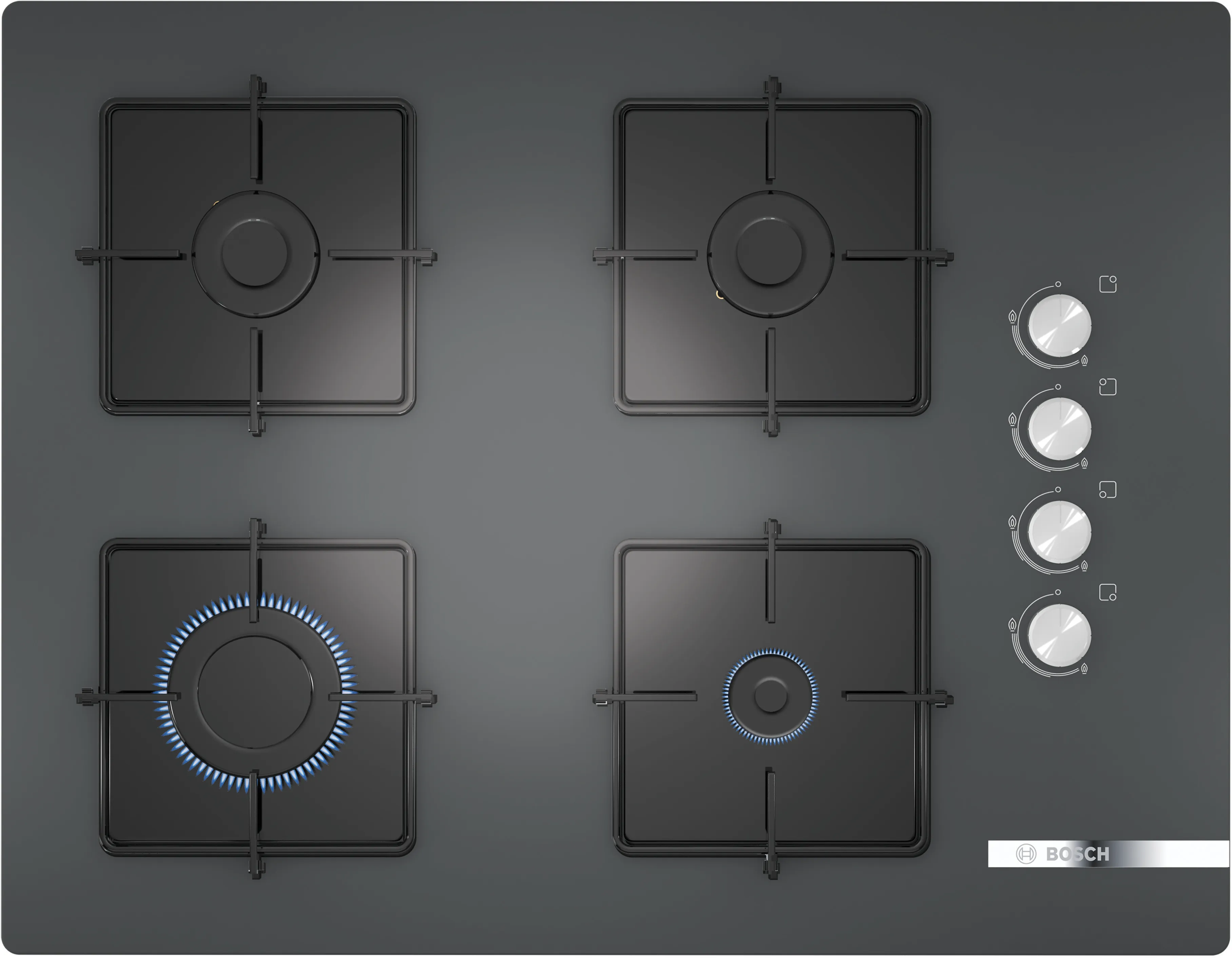 Series 2 Gas hob 67 cm Tempered glass, Magnet silver 