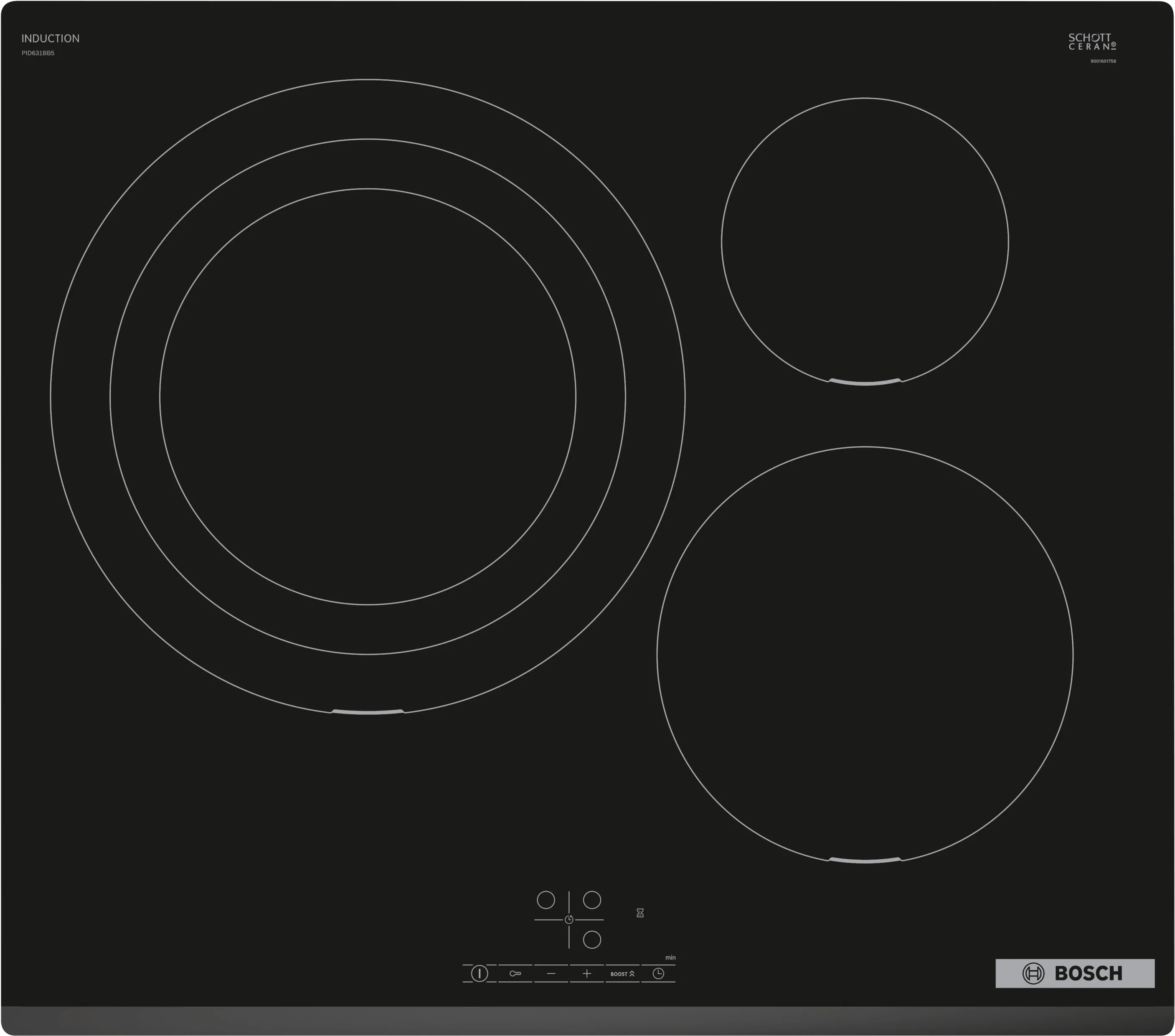 Series 4 Induction hob 60 cm Black, surface mount without frame 