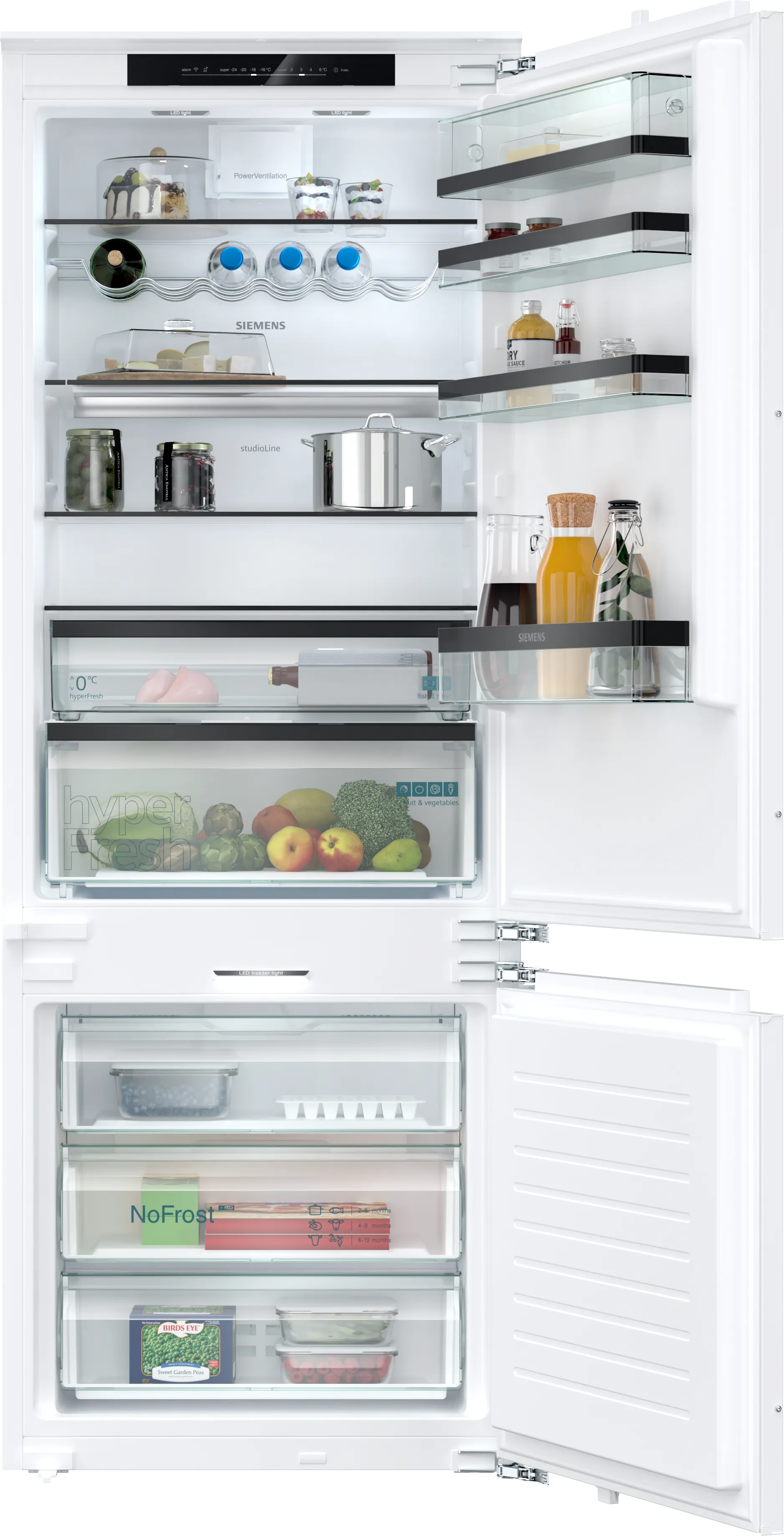 iQ500 Réfrigérateur-congélateur intégrable avec compartiment congélation en bas 193.5 x 70.8 cm Charnières plates SoftClose 