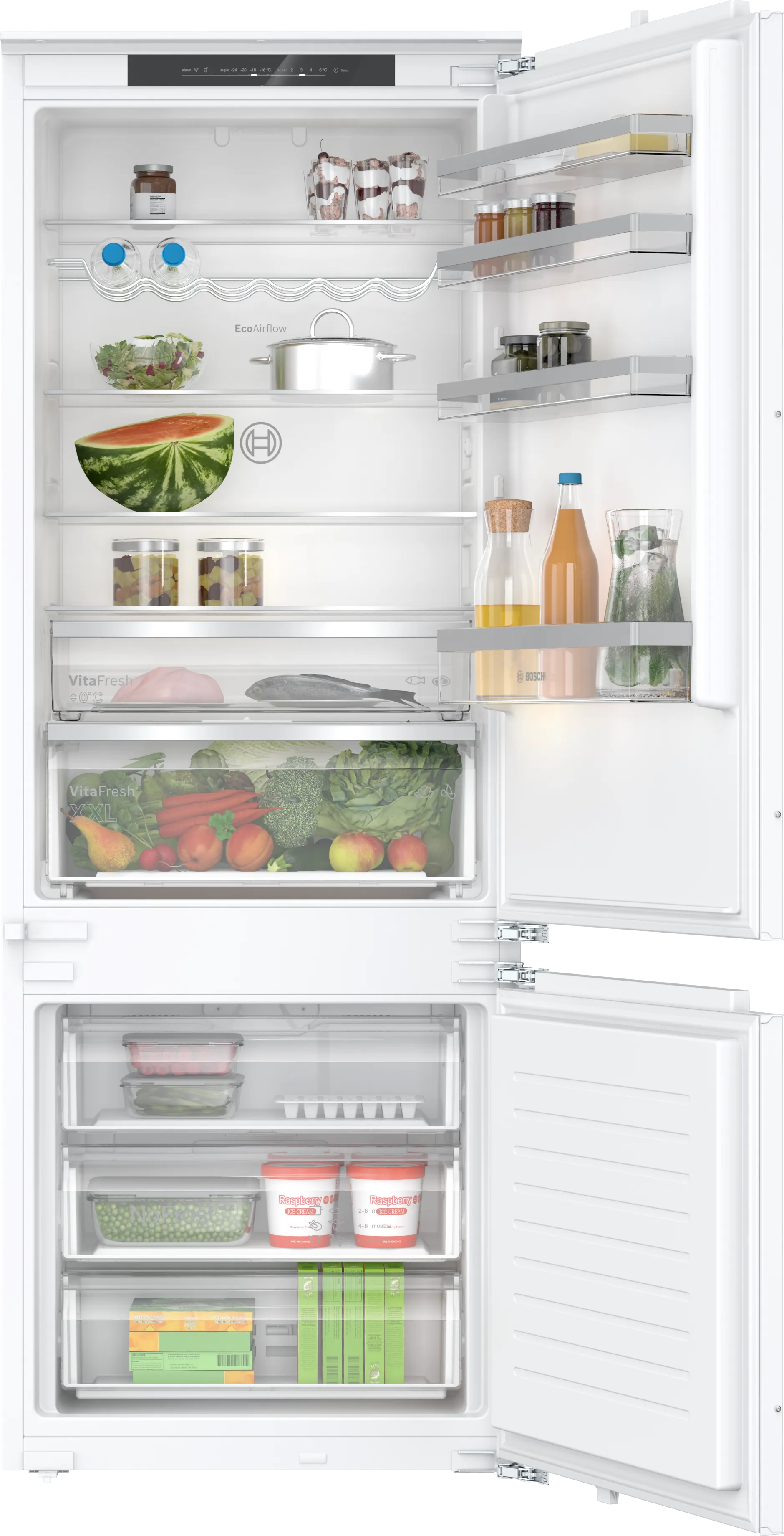 Serie 4 Vgradni hladilnik z zamrzovalnikom spodaj 193.5 x 70.8 cm ploščati tečaj 