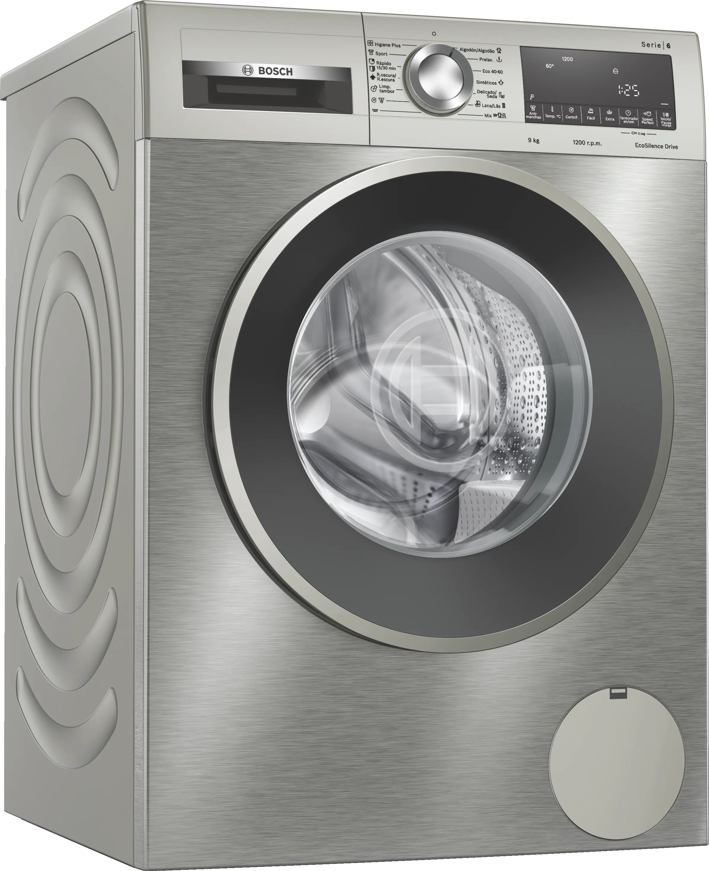 Serie 6 Lavadora de carga frontal 9 kg 1200 r.p.m., Acero inoxidable