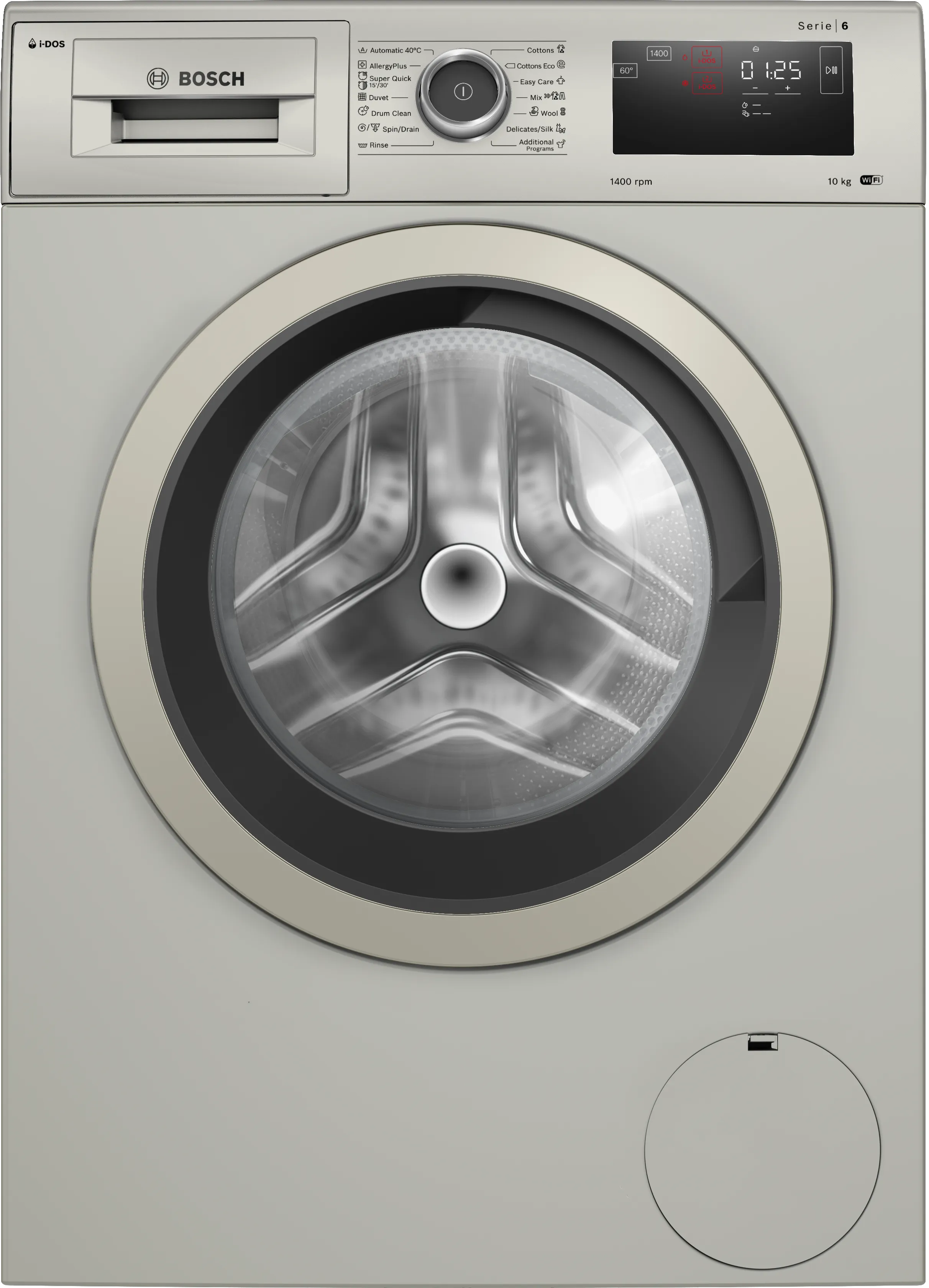 Series 6 Frontloader Washing Machine 10 kg , Silver inox 