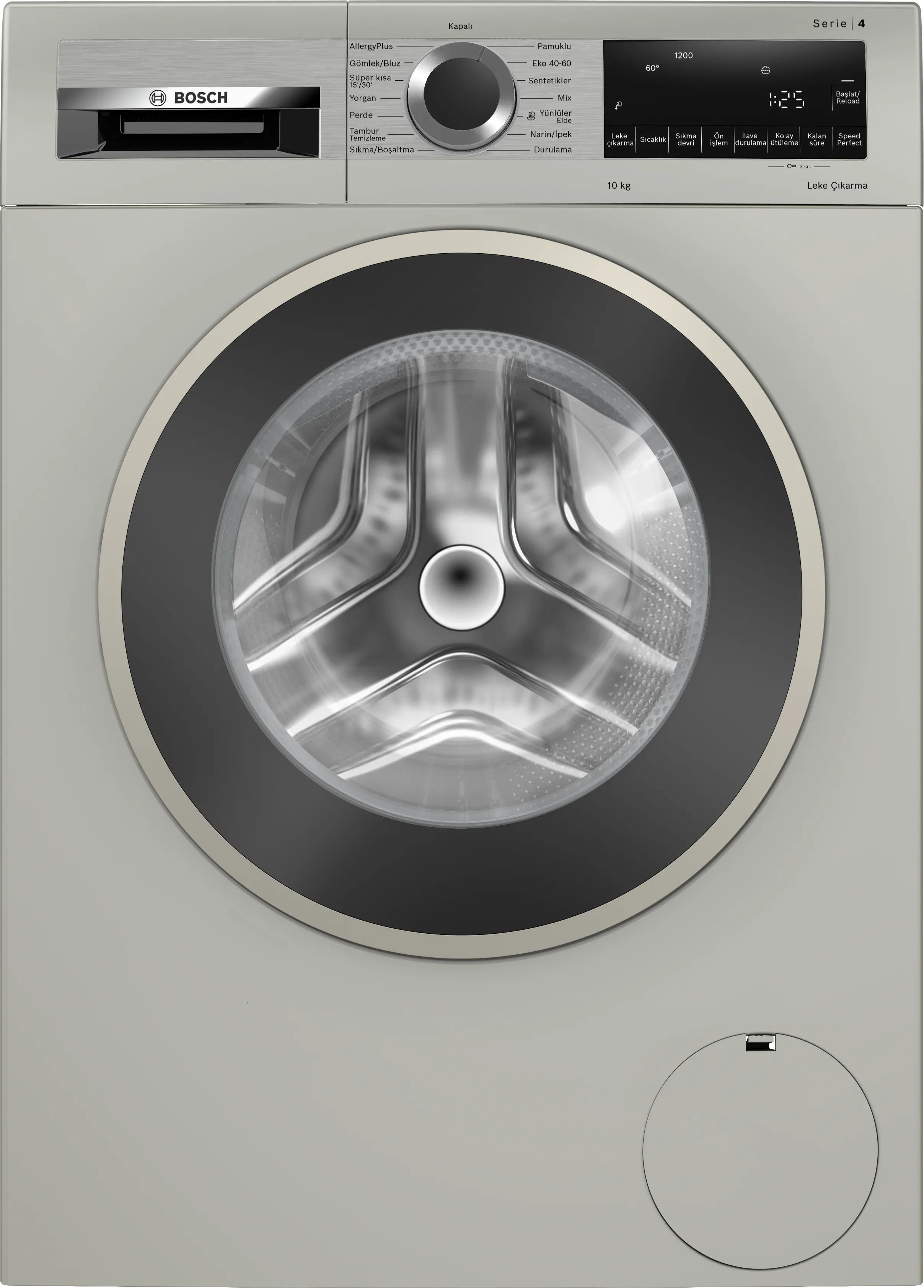 Serie 4 Çamaşır Makinesi 10 kg 1200 dev./dak., Gümüş