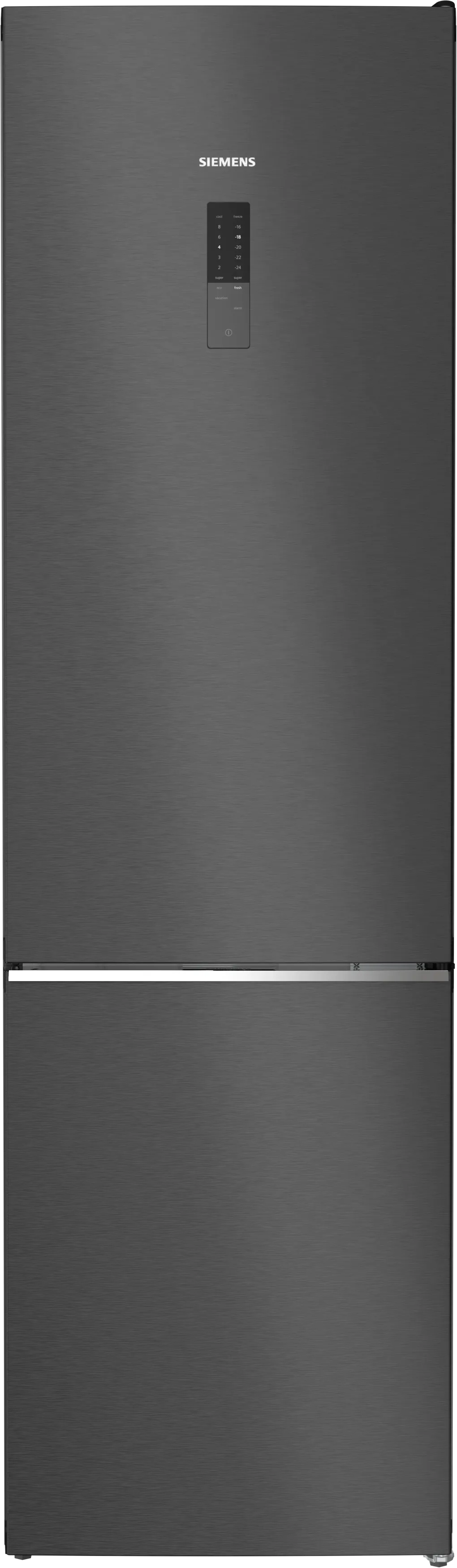 iQ500 Free-standing fridge-freezer with freezer at bottom 203 x 60 cm Black stainless steel 