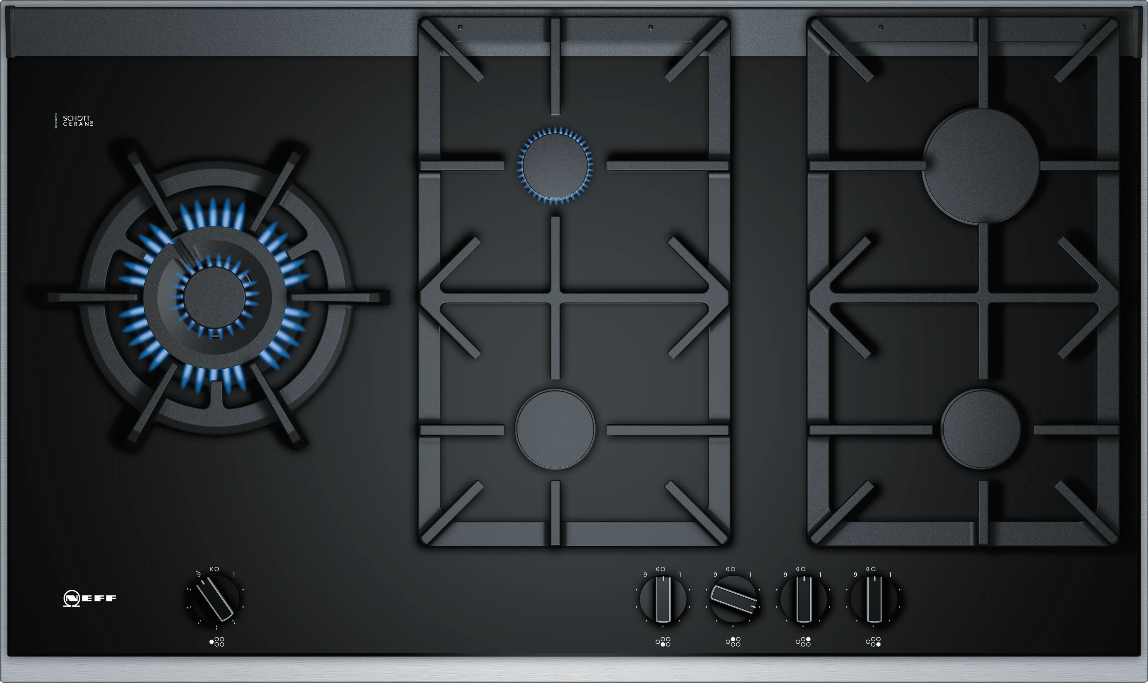 N 90 Gas hob 90 cm Ceramic, Black 