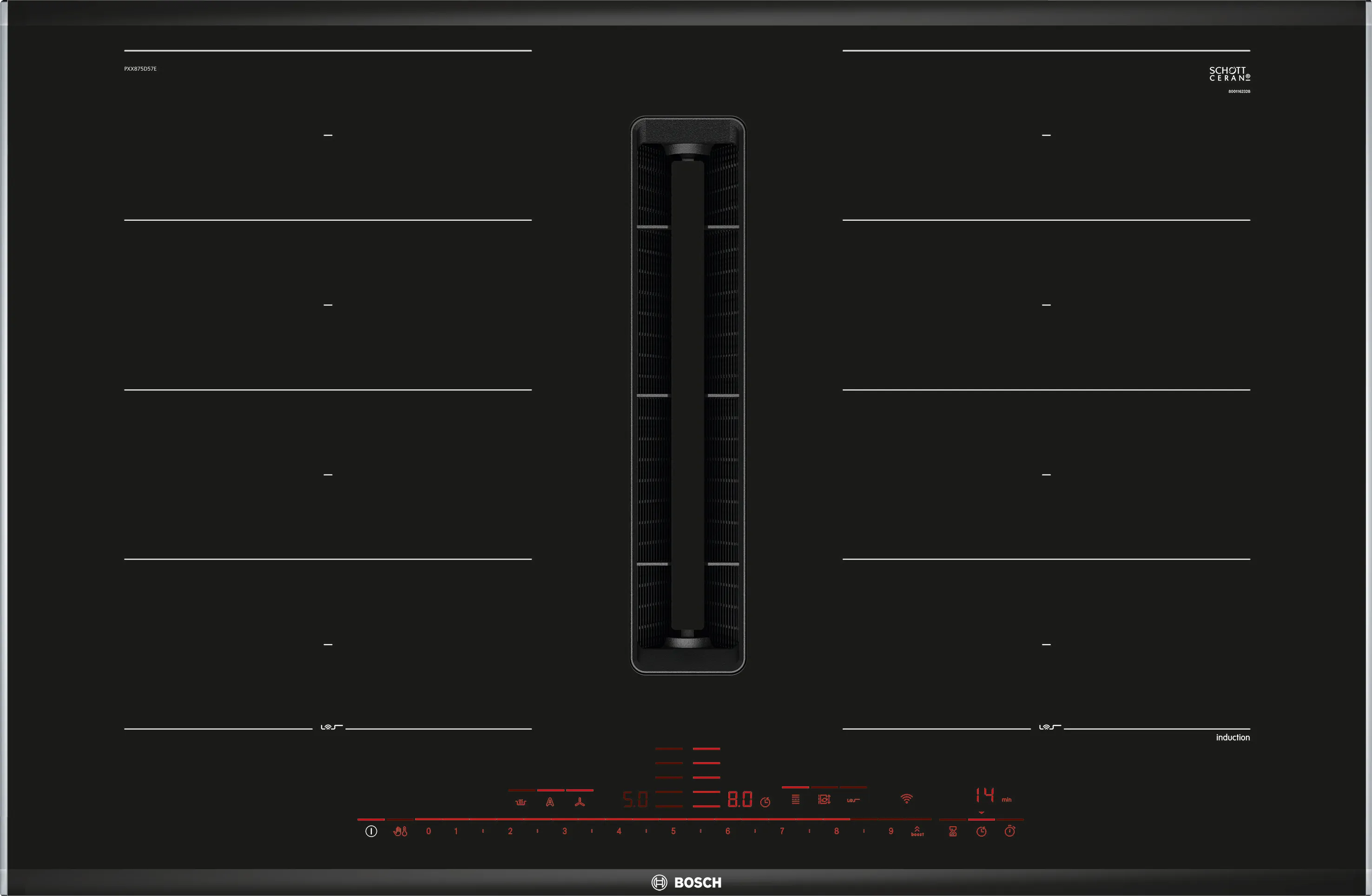 Series 8 Induction hob with integrated ventilation system 80 cm surface mount with frame 