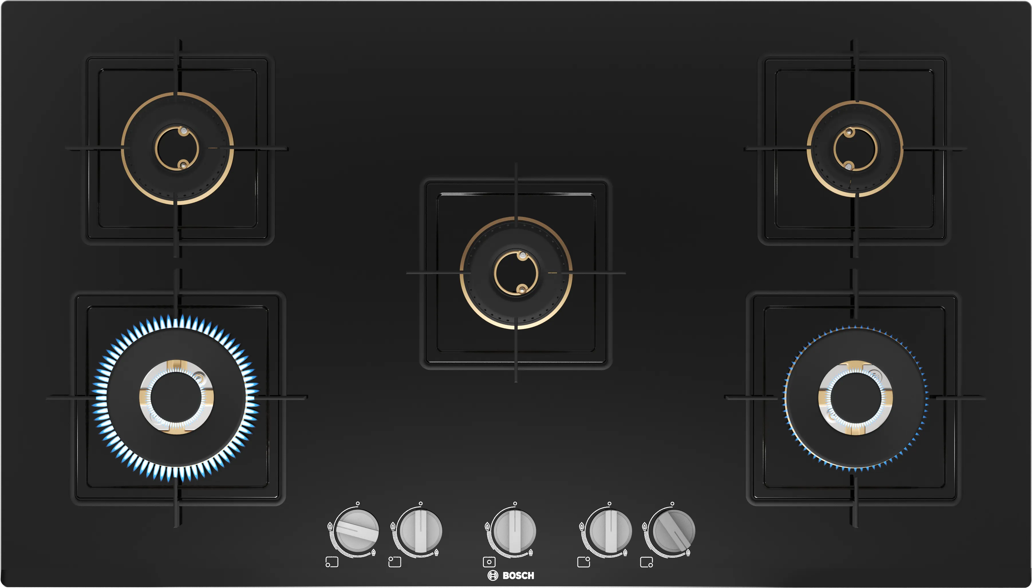 Series 6 Gas hob 90 cm Tempered glass, Black