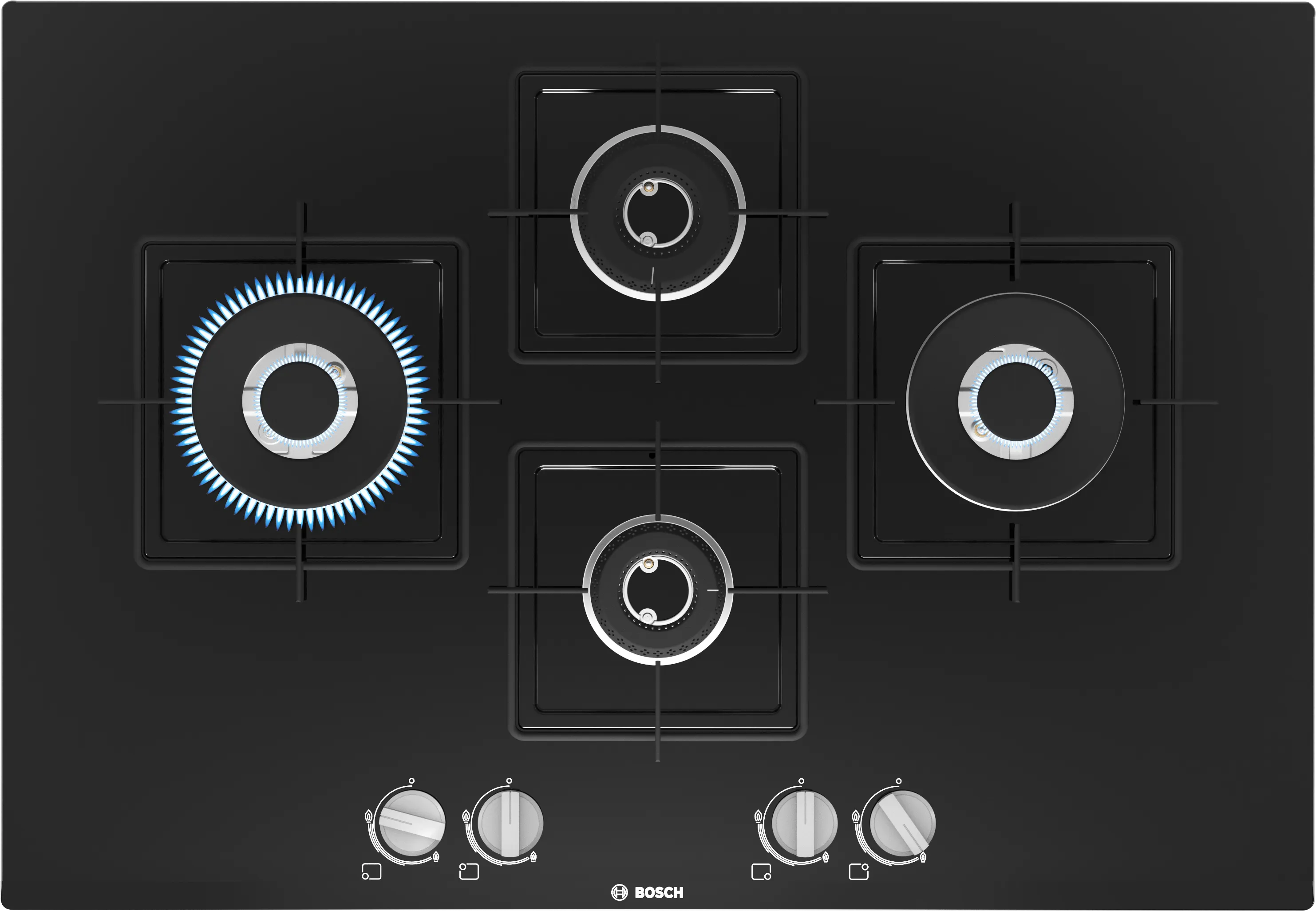 Series 6 Gas hob 75 cm Tempered glass, Black