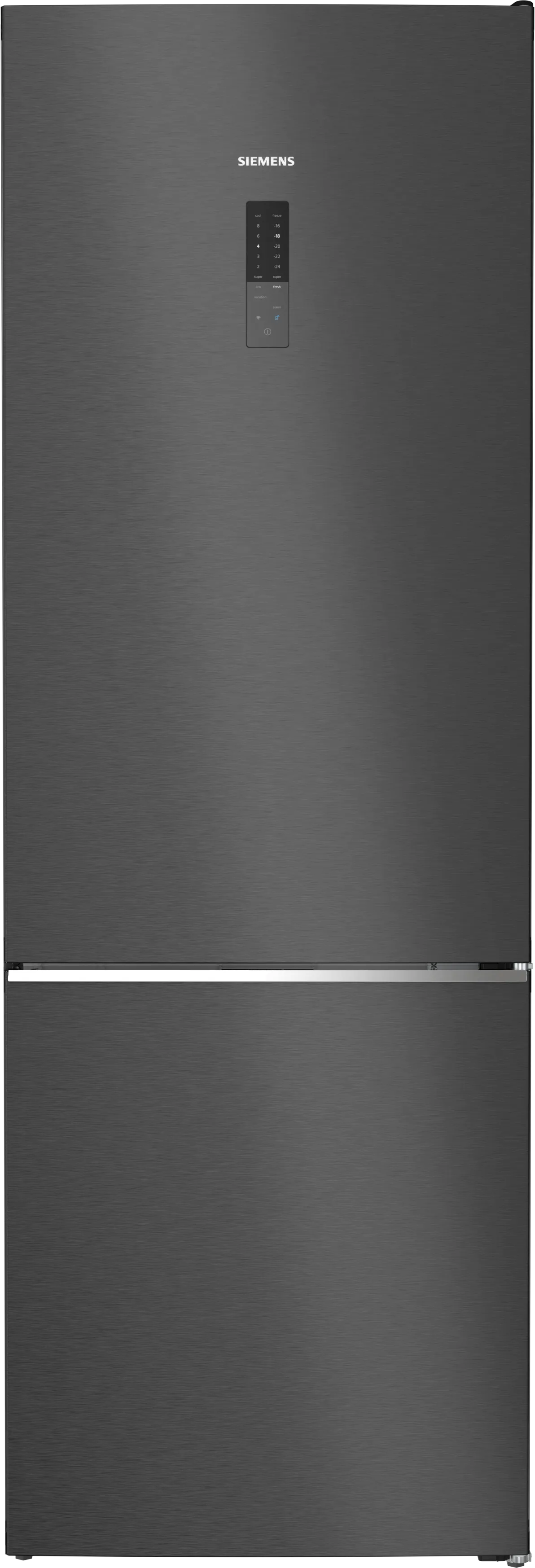 iQ500 Vrijstaande koel-vriescombinatie met bottom-freezer 203 x 70 cm Zwart geborsteld staal antiFingerprint 