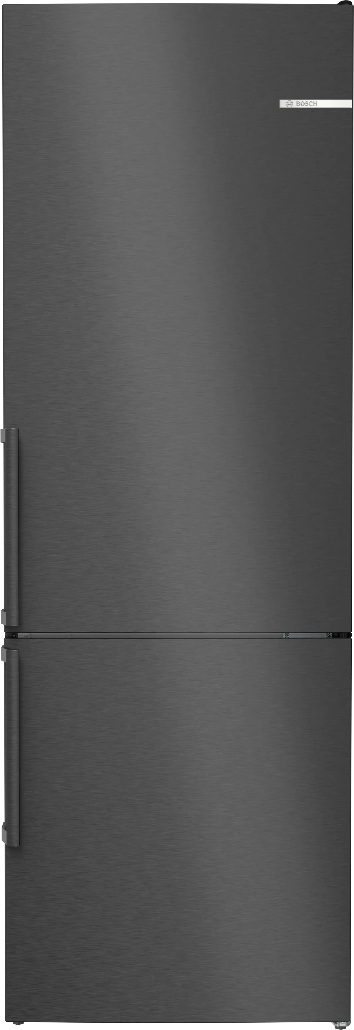 Serie 4 Volně stojící chladnička s mrazákem dole 203 x 70 cm Černý nerez 