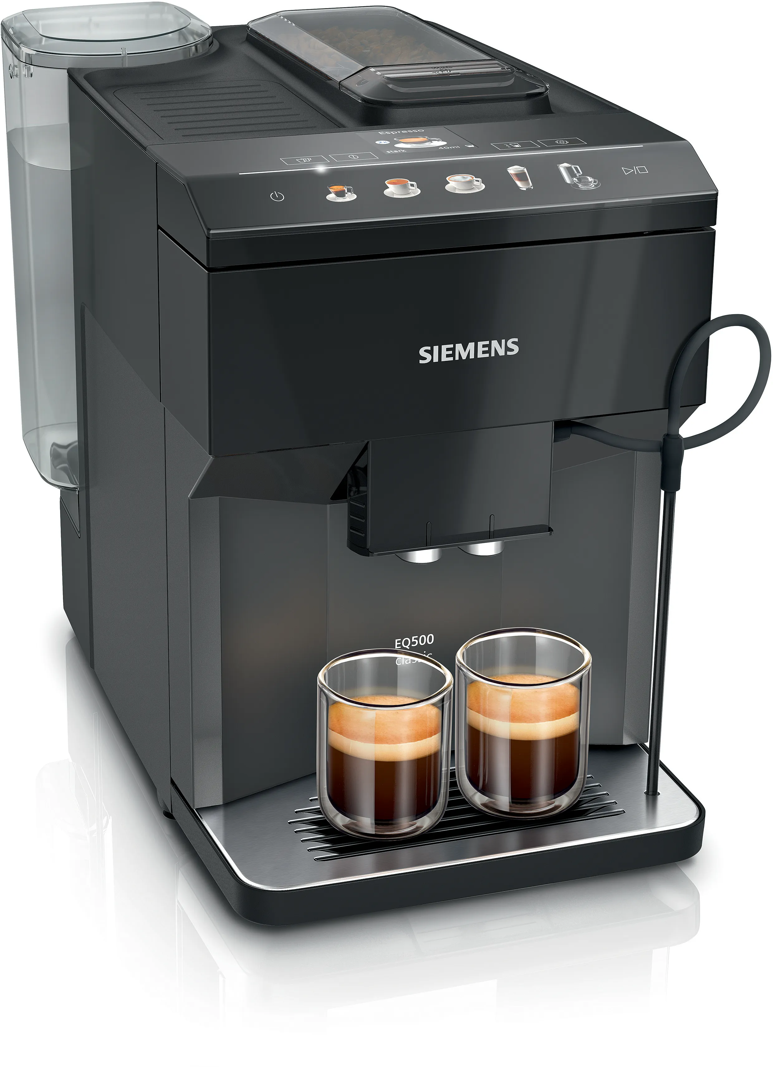 Kaffeevollautomat EQ500 classic Klavierlack schwarz, Schwarz, Wassertank 