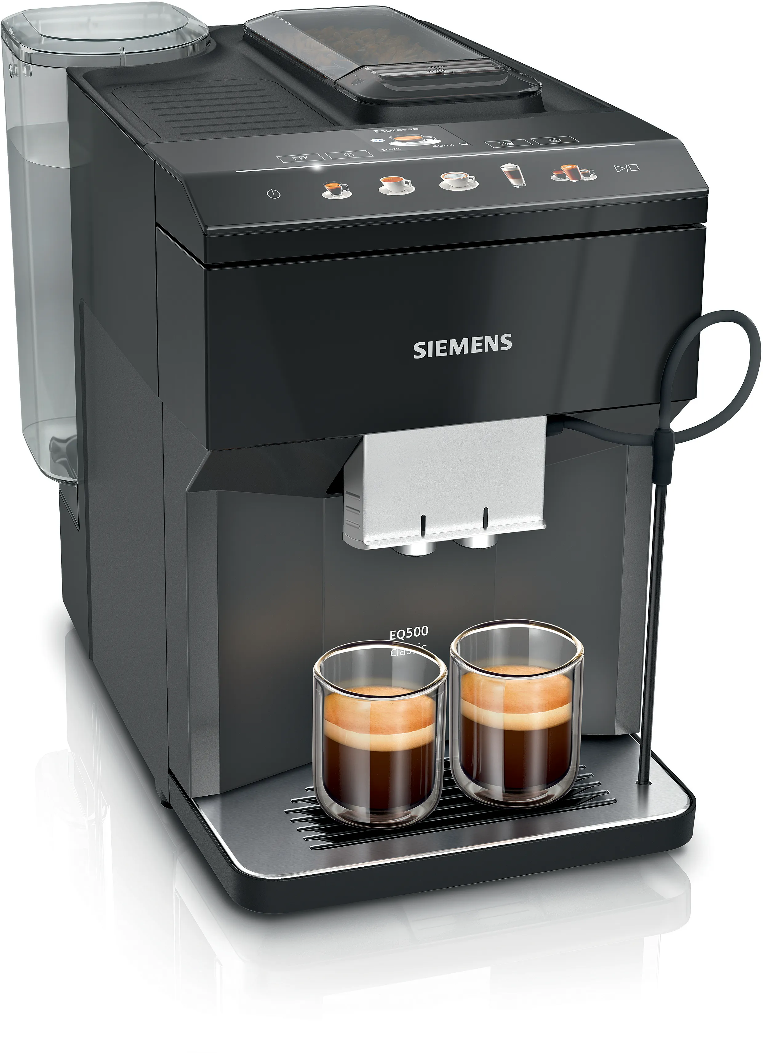 Kaffeevollautomat EQ500 classic Klavierlack schwarz, Schwarz, Wassertank 