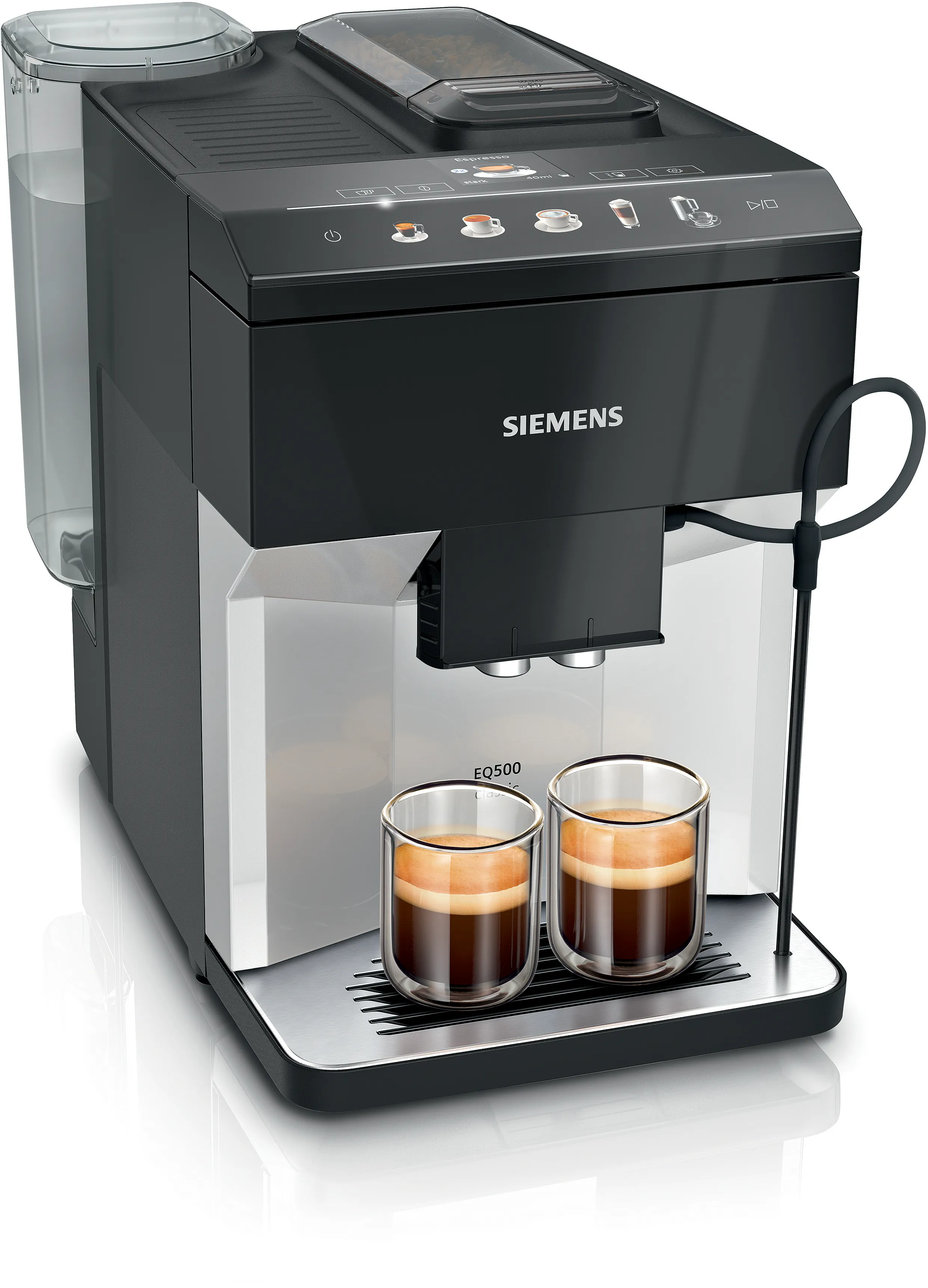 Machines à café automatiques EQ500 classic Argent naturel, Noir lustré 