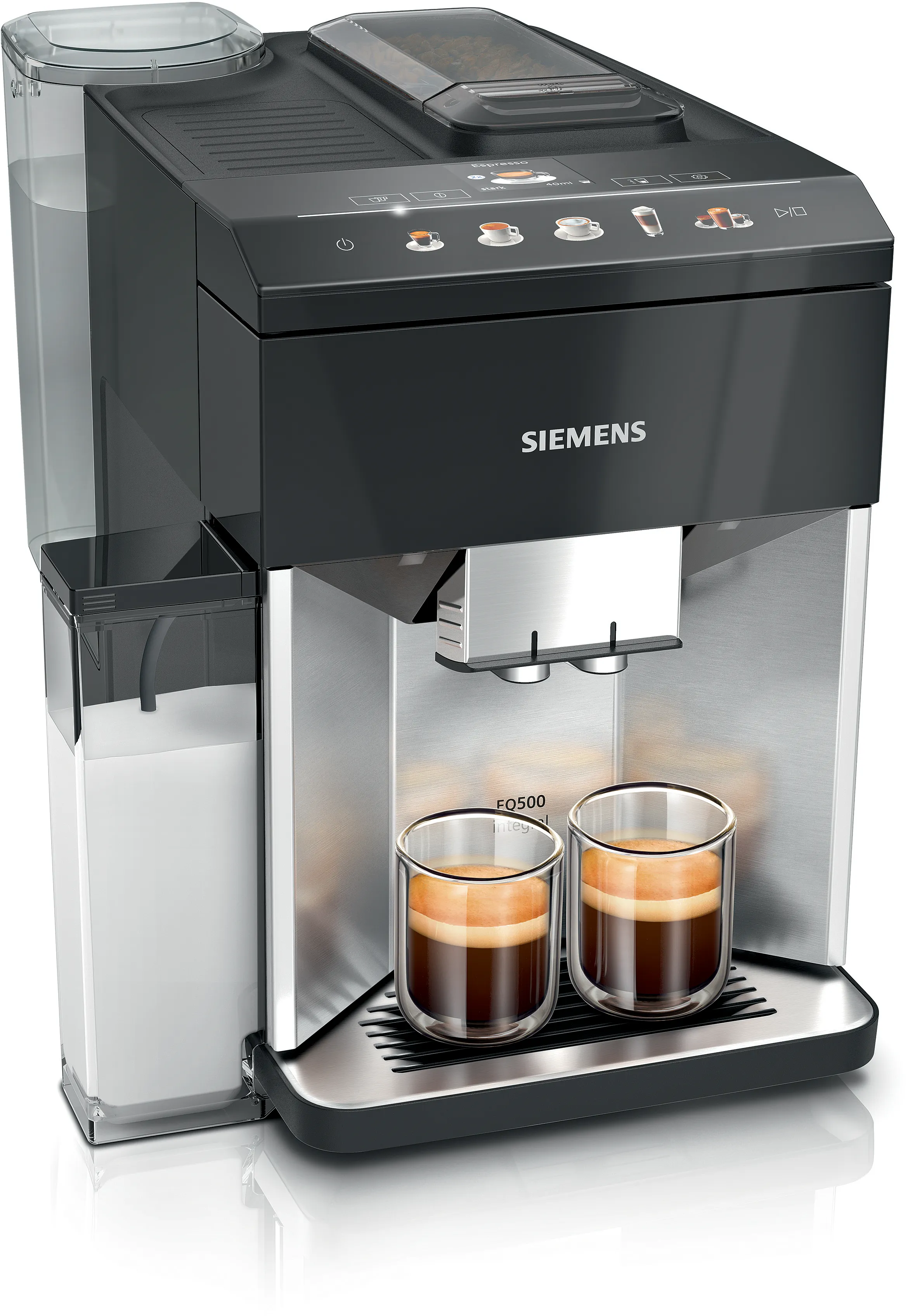 Kaffeevollautomat EQ500 integral Edelstahl, Klavierlack schwarz, Wassertank 