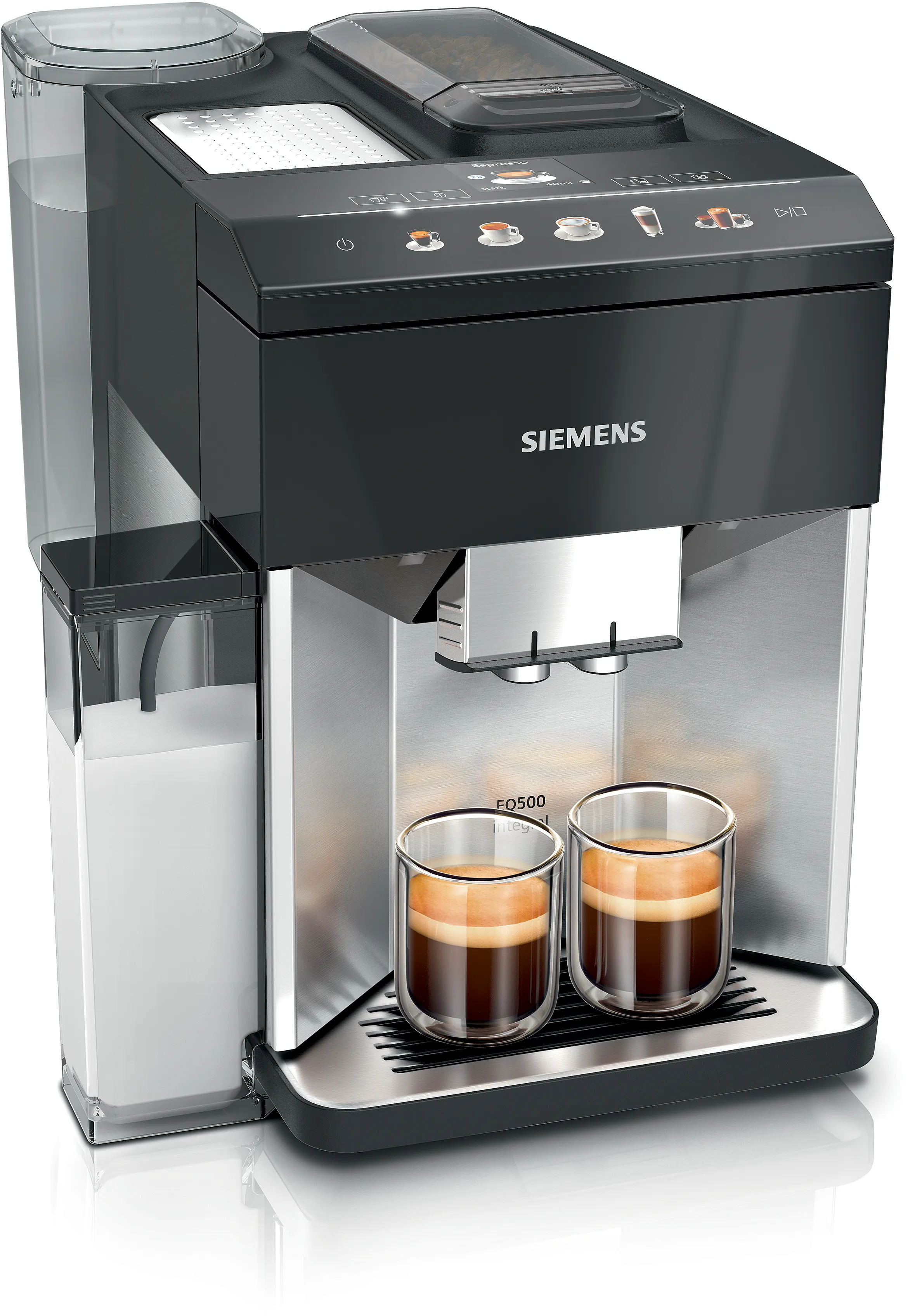 Fully automatic coffee machine EQ500 integral Stainless steel, Piano black 
