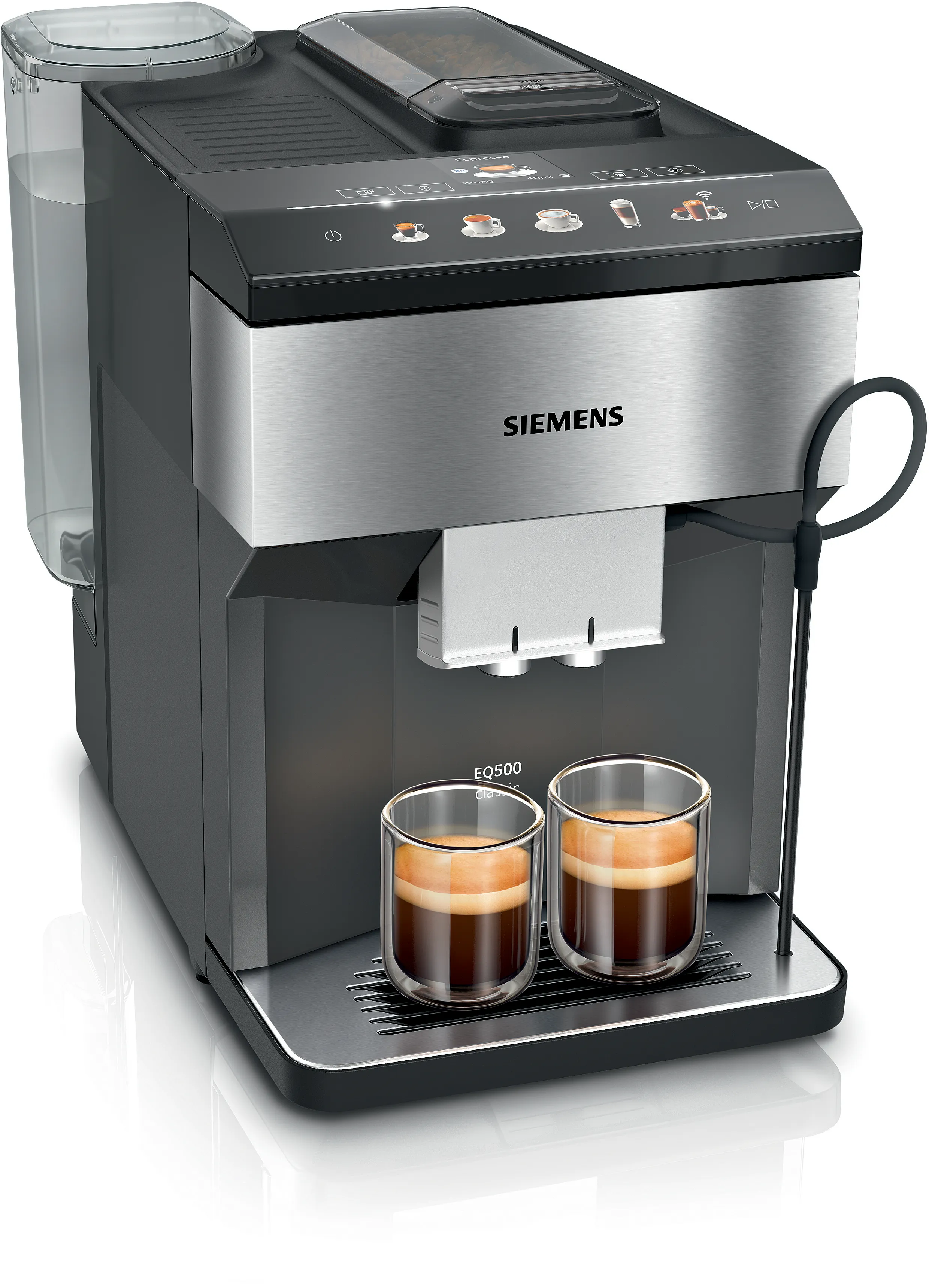 Machine à espresso entièrement automatique EQ500 classic connect Acier inox, Noir 