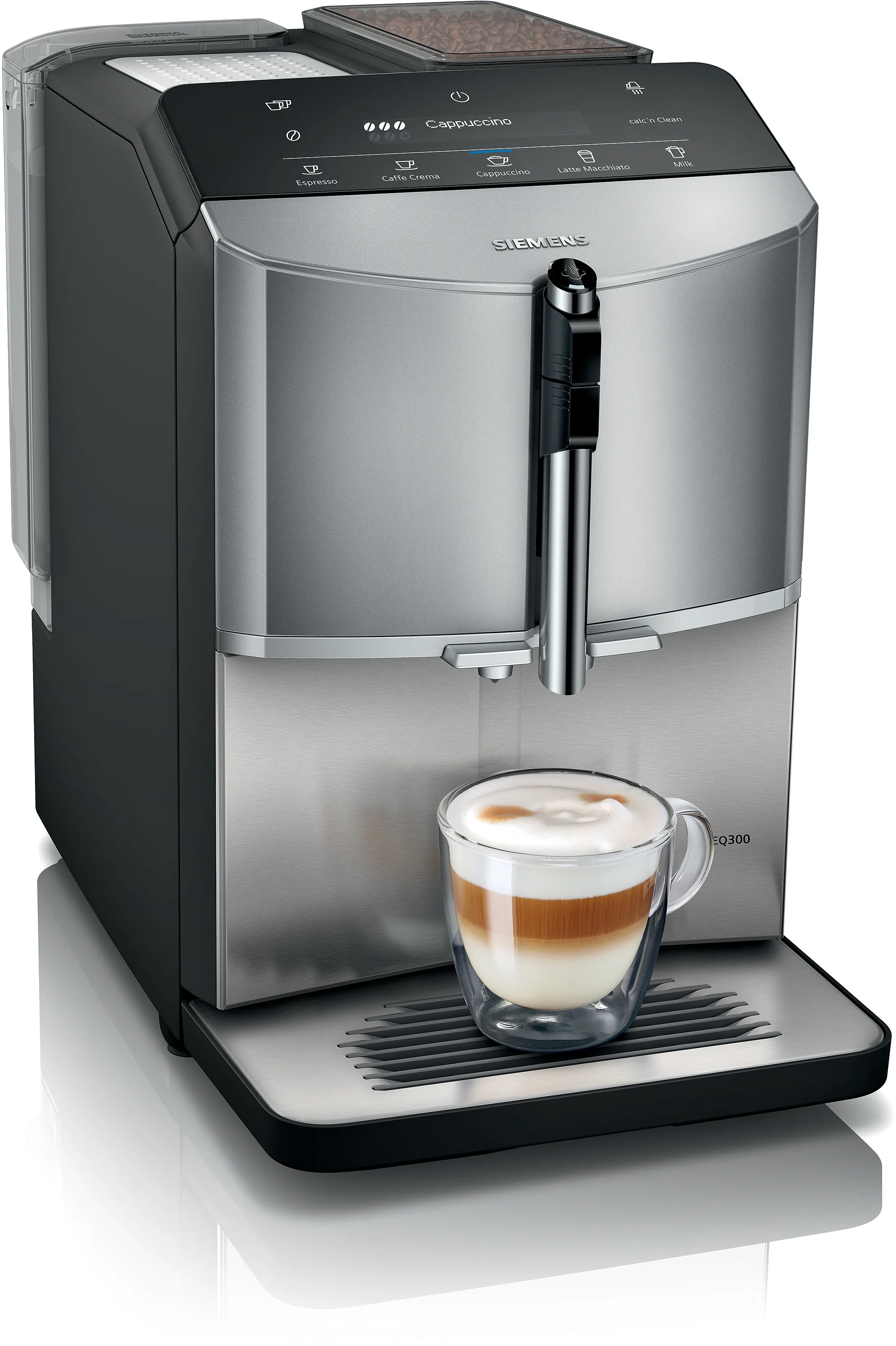 Inbouw espresso volautomaat EQ300 Diamant titanium metallic, Edelstaal 