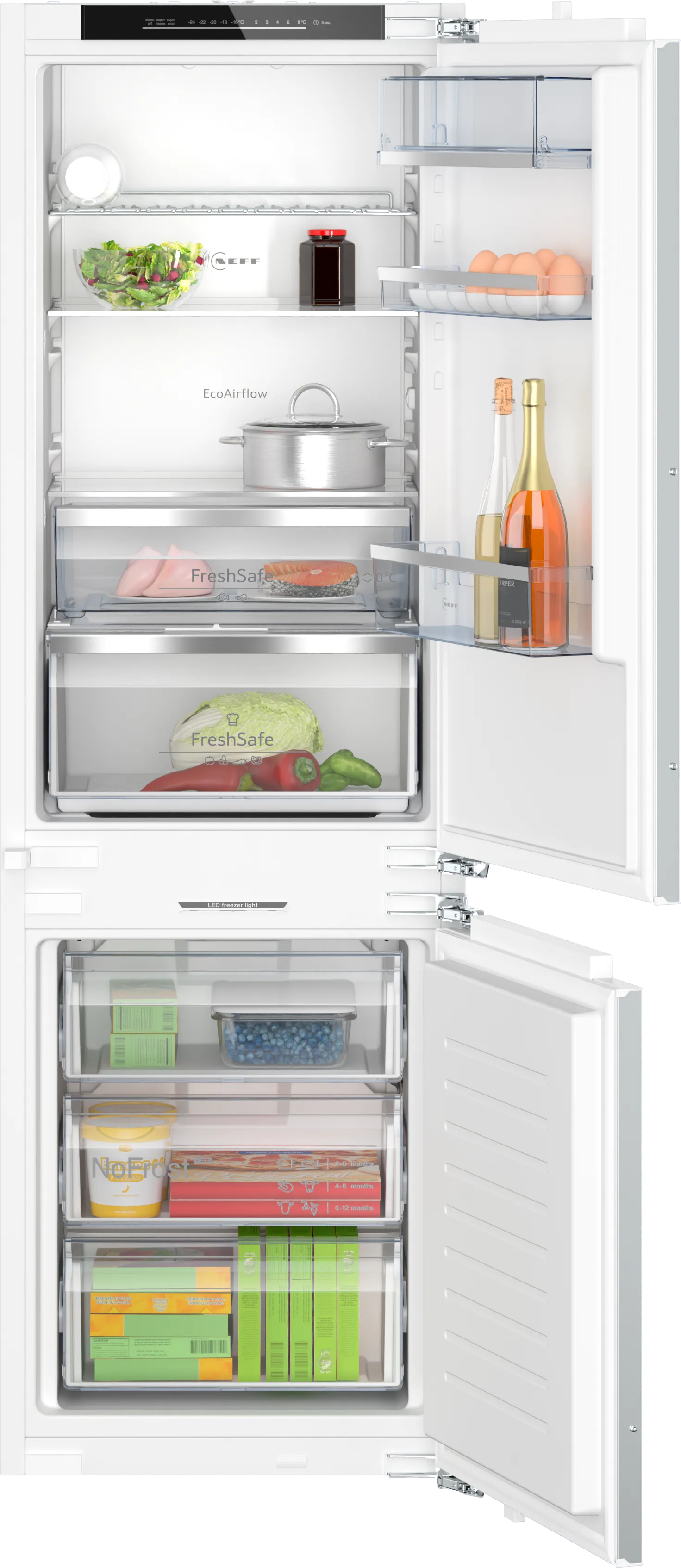 N 70 built-in fridge-freezer with freezer at bottom 177.2 x 55.8 cm soft close flat hinge 