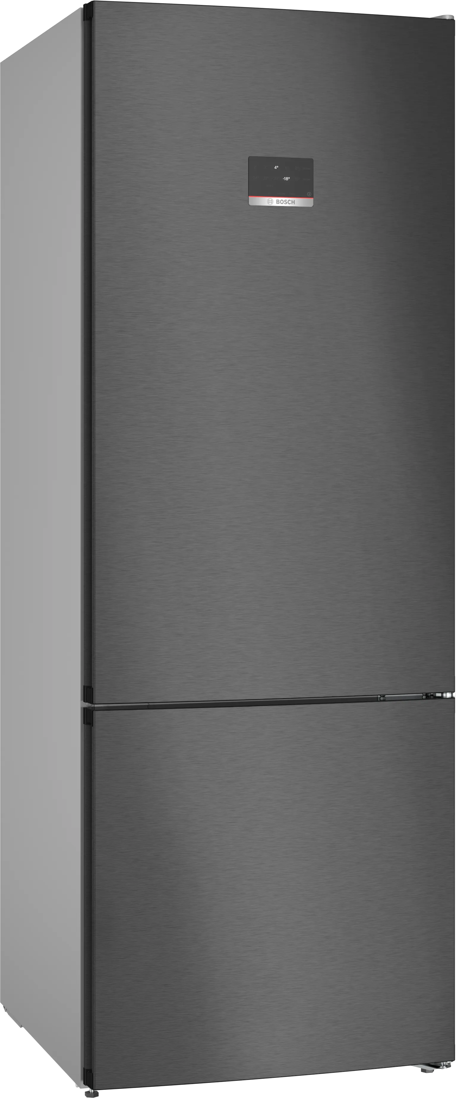 سلسلة الطرازات Serie 4  ثلاجة قائمة بذاتها بمجمد سفلي 193x70 cm ستانلس ستيل أسود 