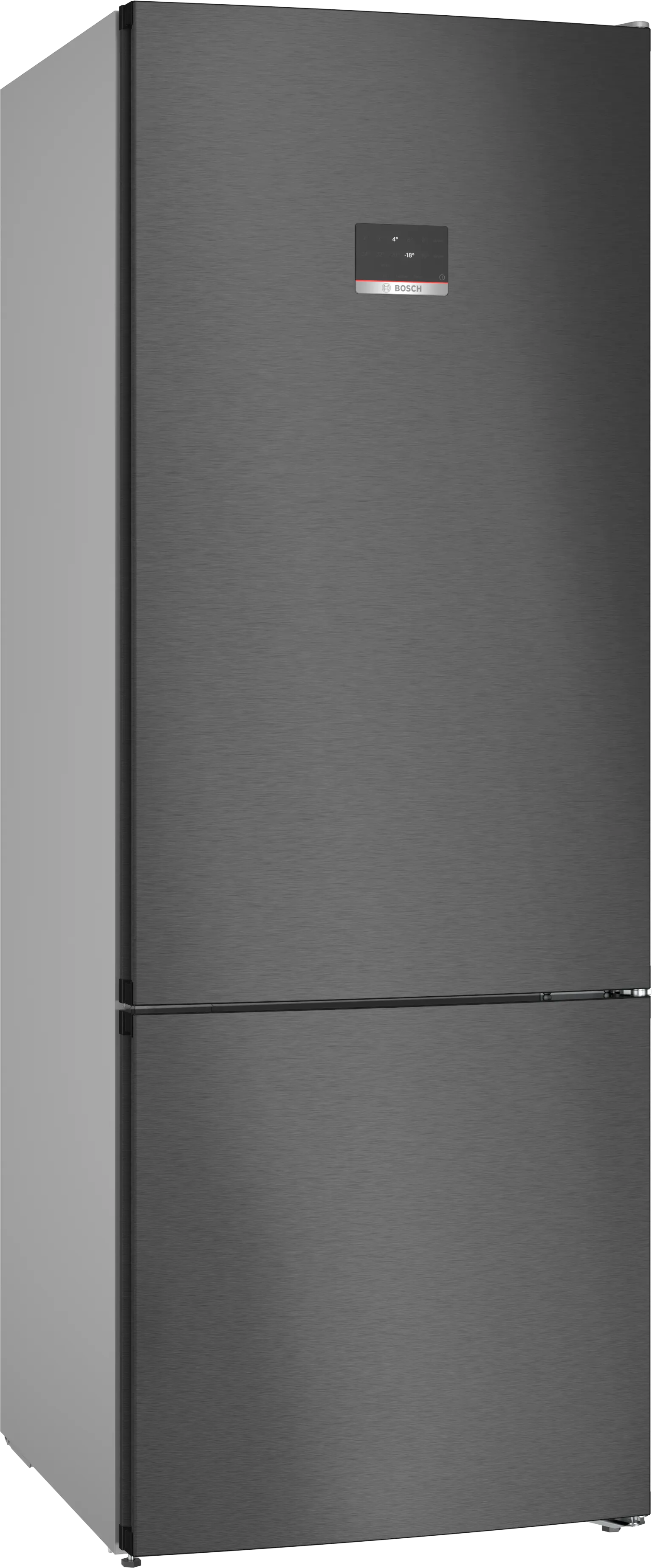 Series 4 free-standing fridge-freezer with freezer at bottom 193 x 70 cm Brushed black steel anti-fingerprint, Total No Frost
