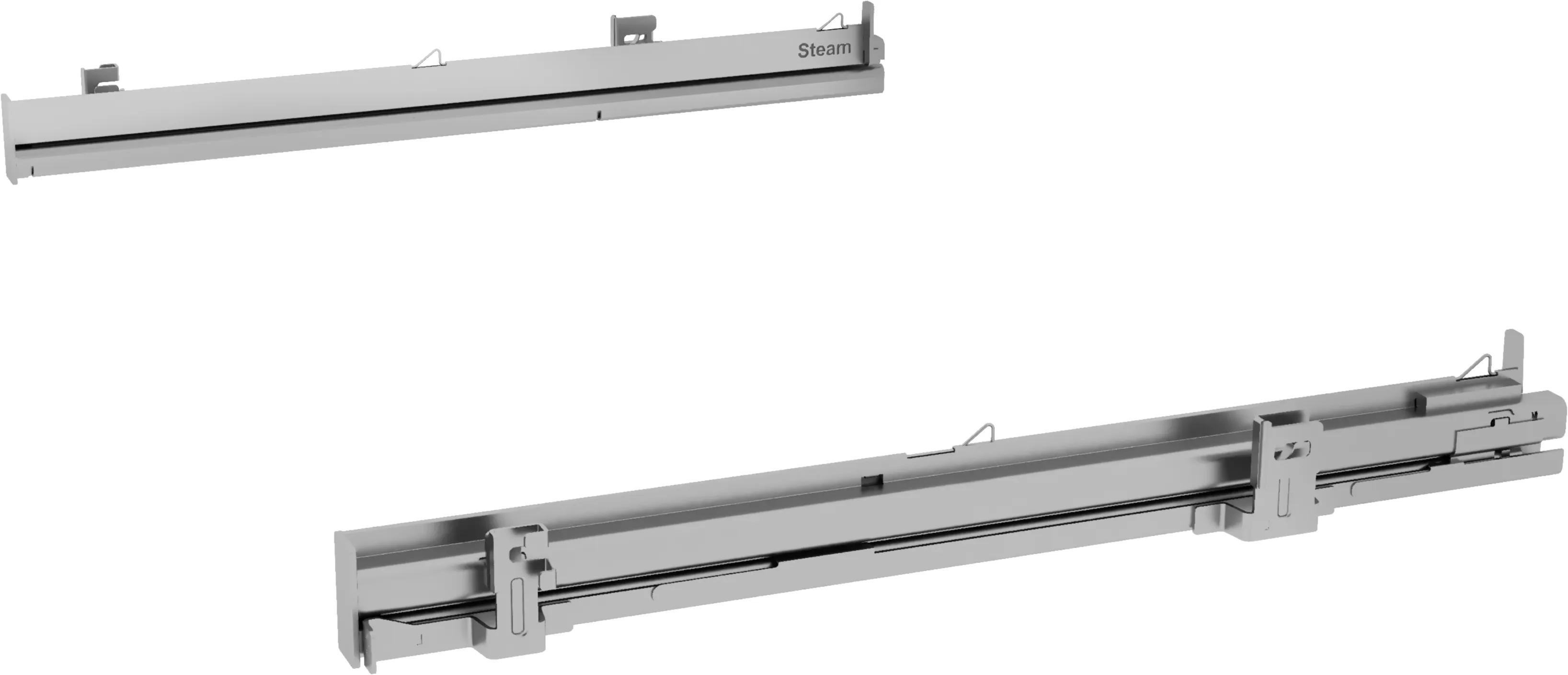 Telescoping extension rails 1-fold Full ext rails, level independent, steam 