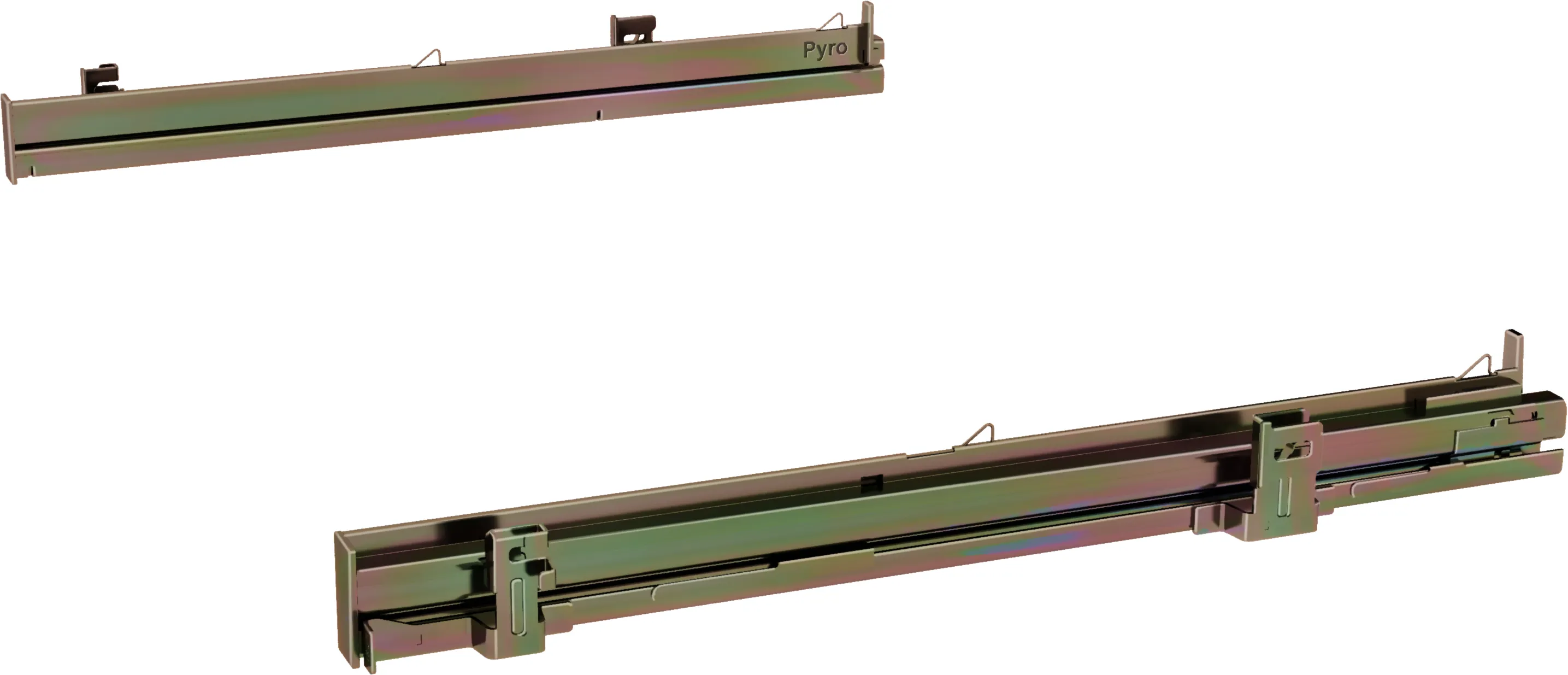 Telescoping extension rails 1-fold Full ext rails, level independent, pyro 