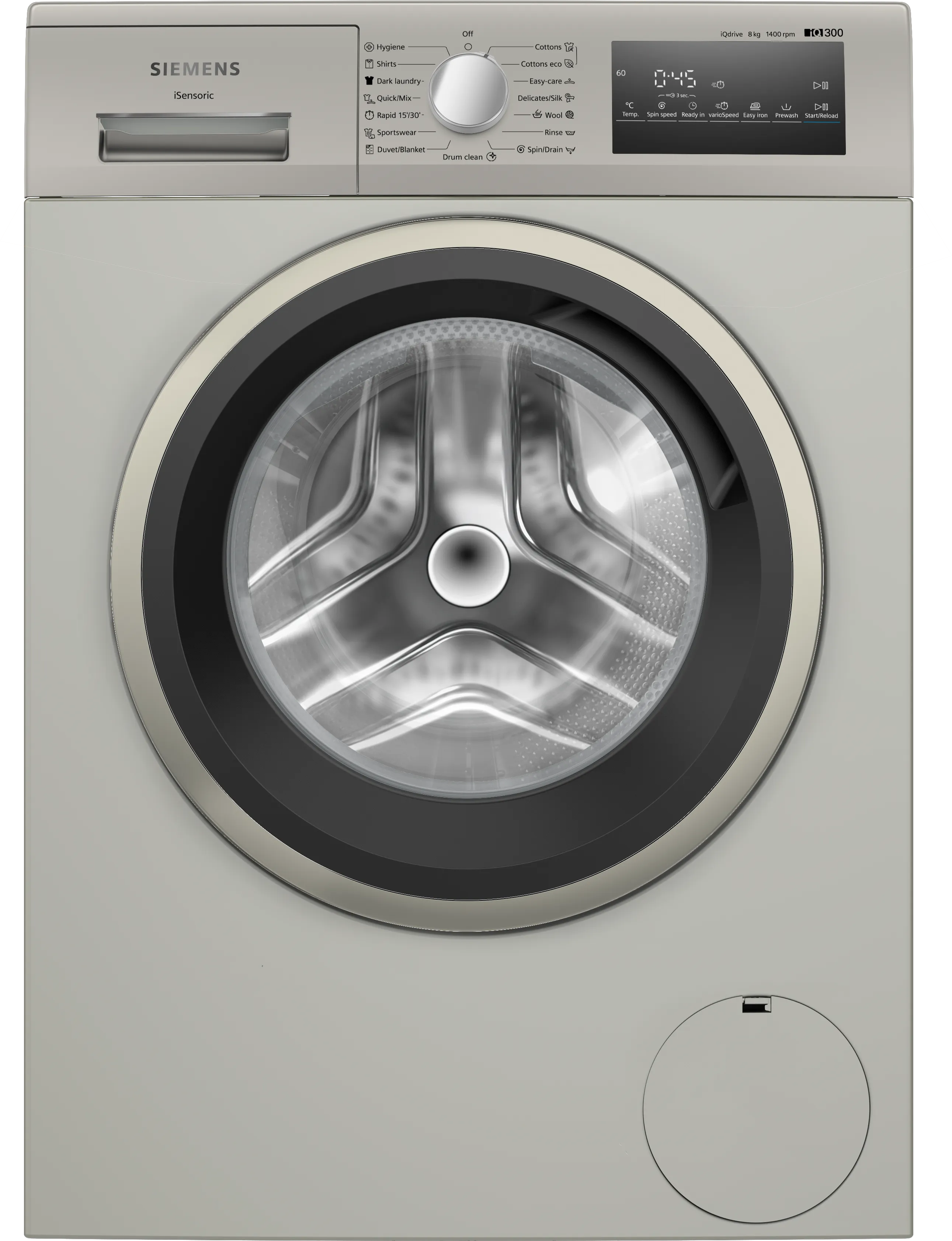 iQ300 Frontloader Washing Machine 8 kg , Silver inox 