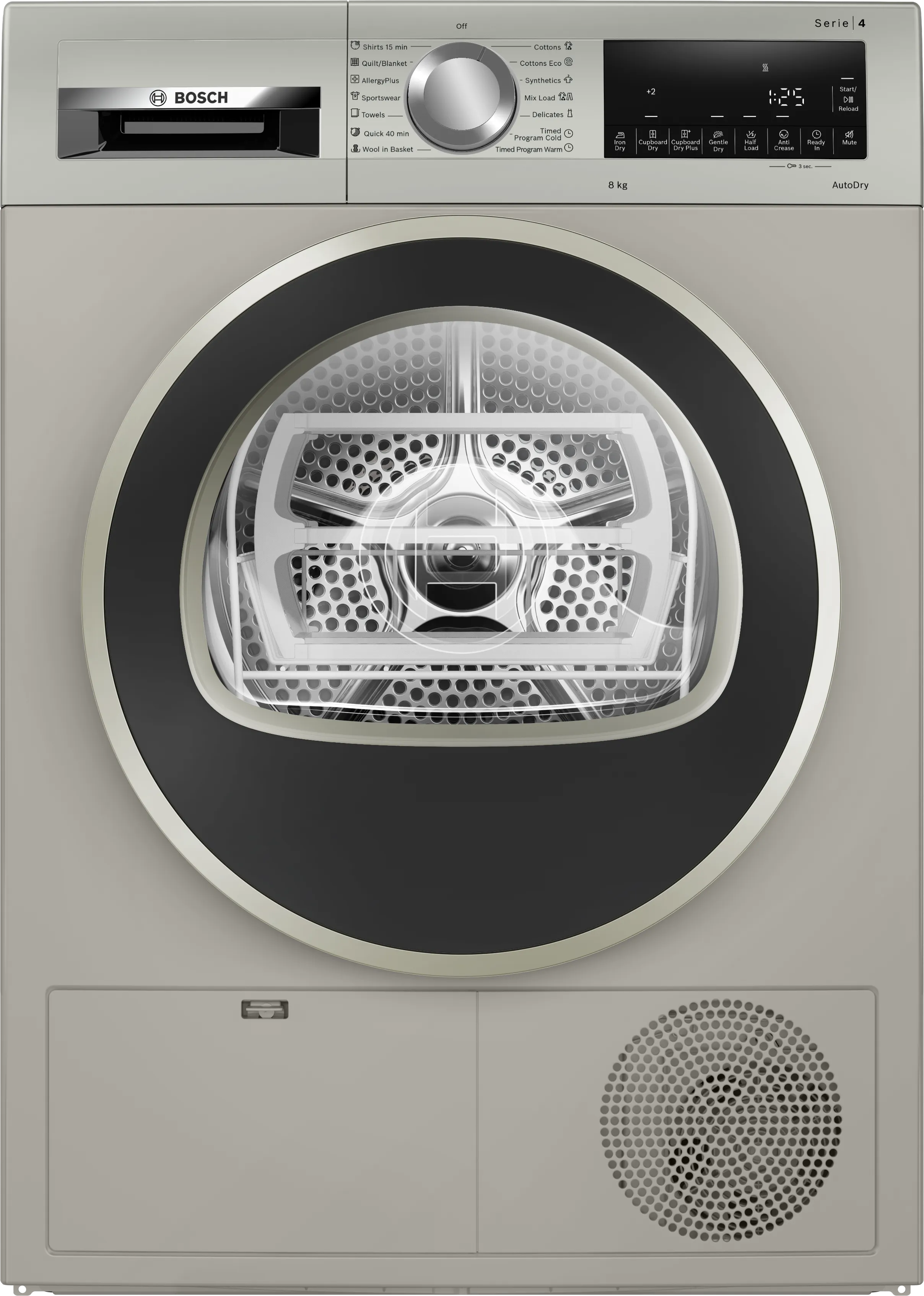 Series 4 condenser tumble dryer 8 kg Silver inox
