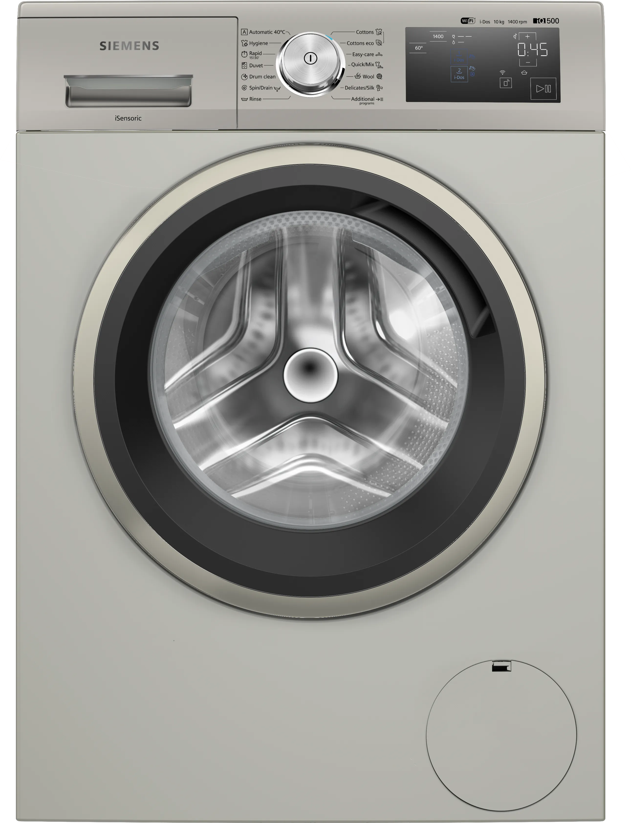 iQ500 Frontloader Washing Machine 10 kg , Silver inox 