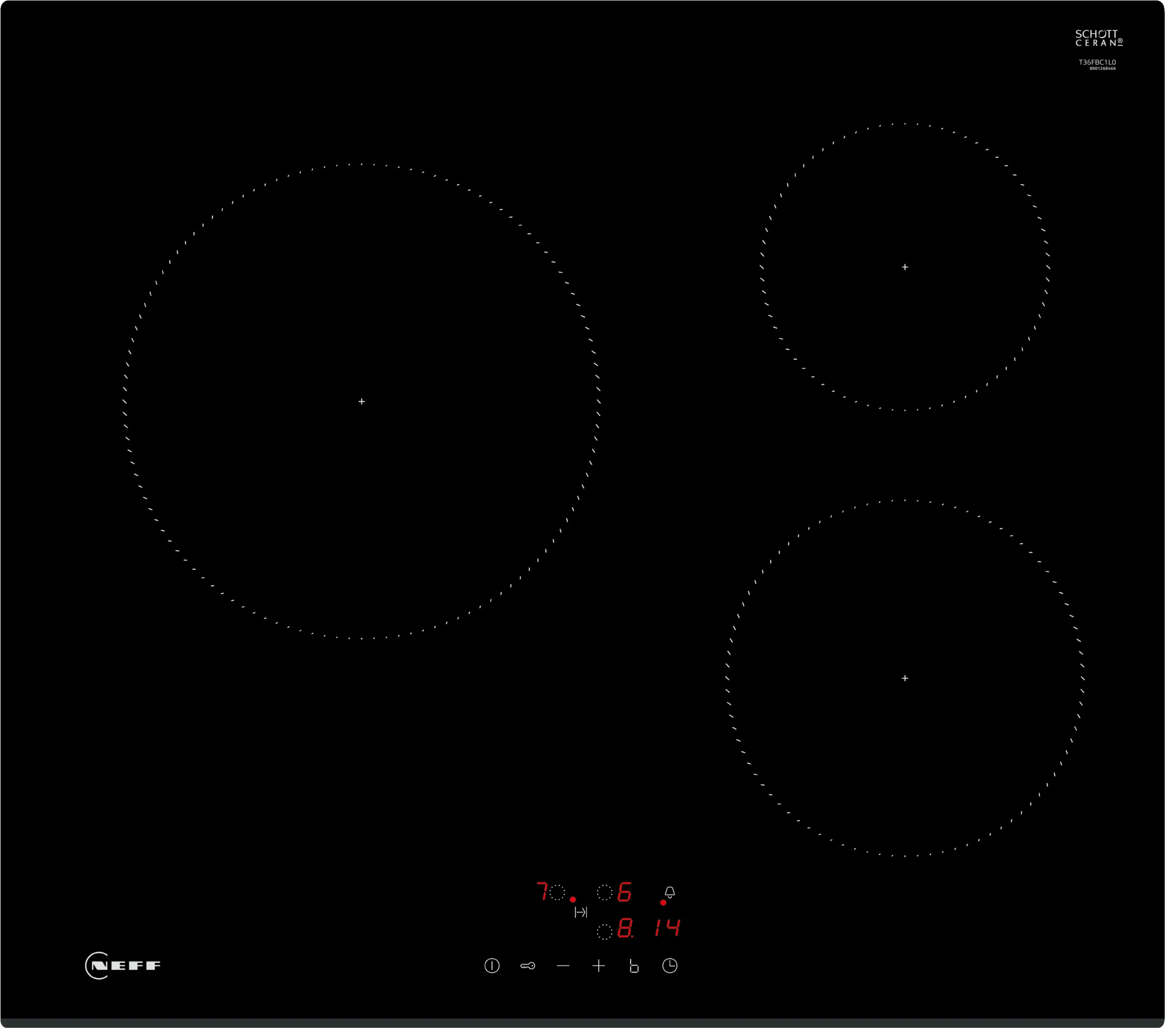 N 50 Table à induction 60 cm Noir, sans cadre 