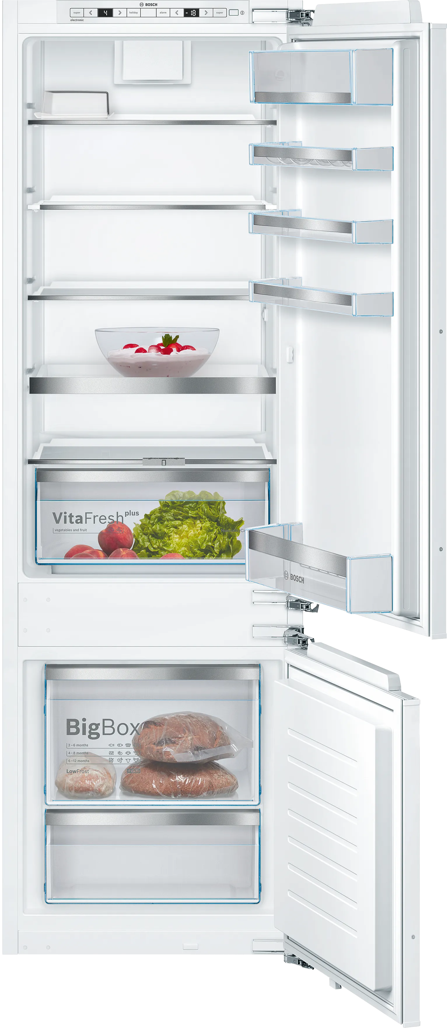 Series 6 built-in fridge-freezer with freezer at bottom 177.2 x 55.8 cm soft close flat hinge 