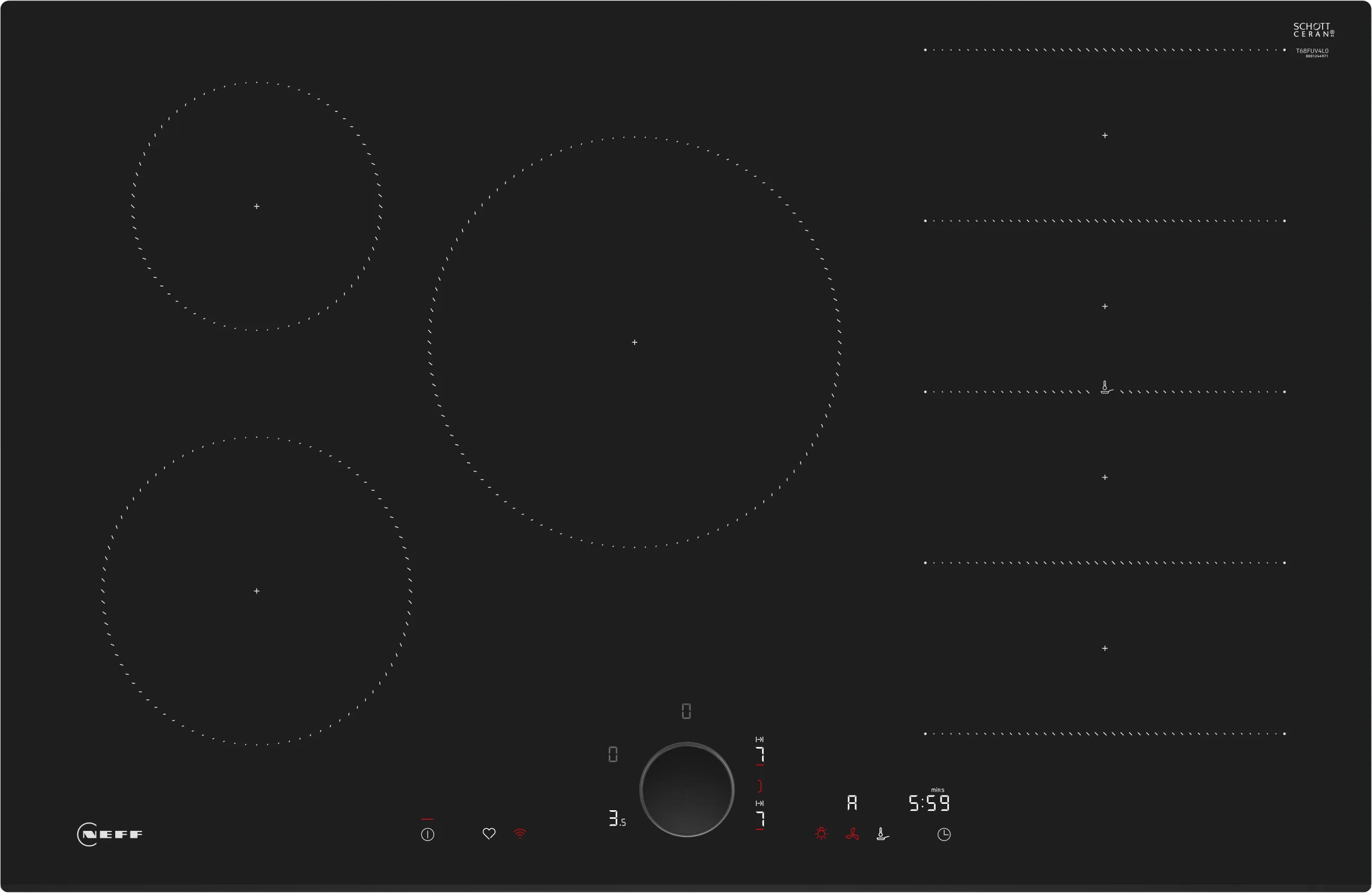 N 90 Induction hob 80 cm Black,  