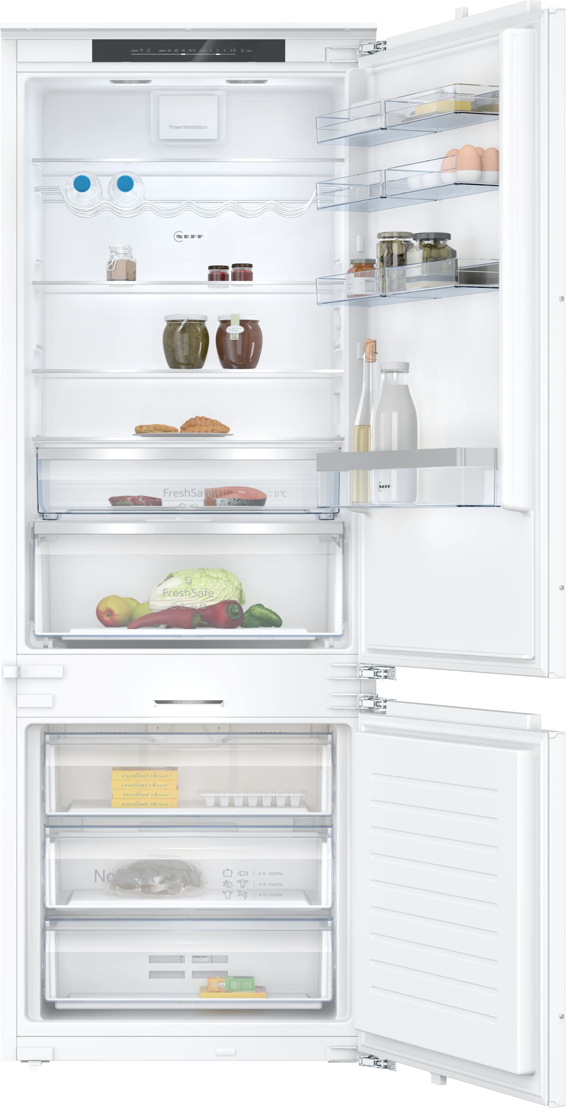 N 70 built-in fridge-freezer with freezer at bottom 193.5 x 70.8 cm soft close flat hinge 