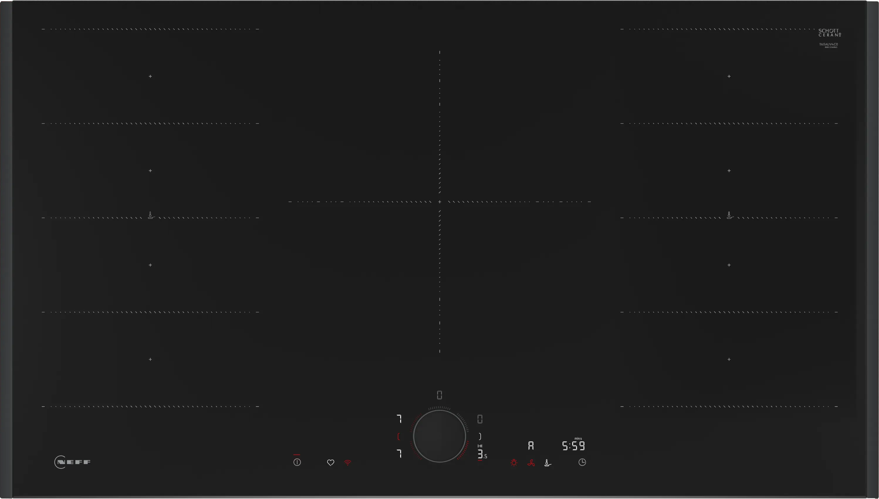 N 90 Induktionskochfeld 90 cm Mit Rahmen aufliegend