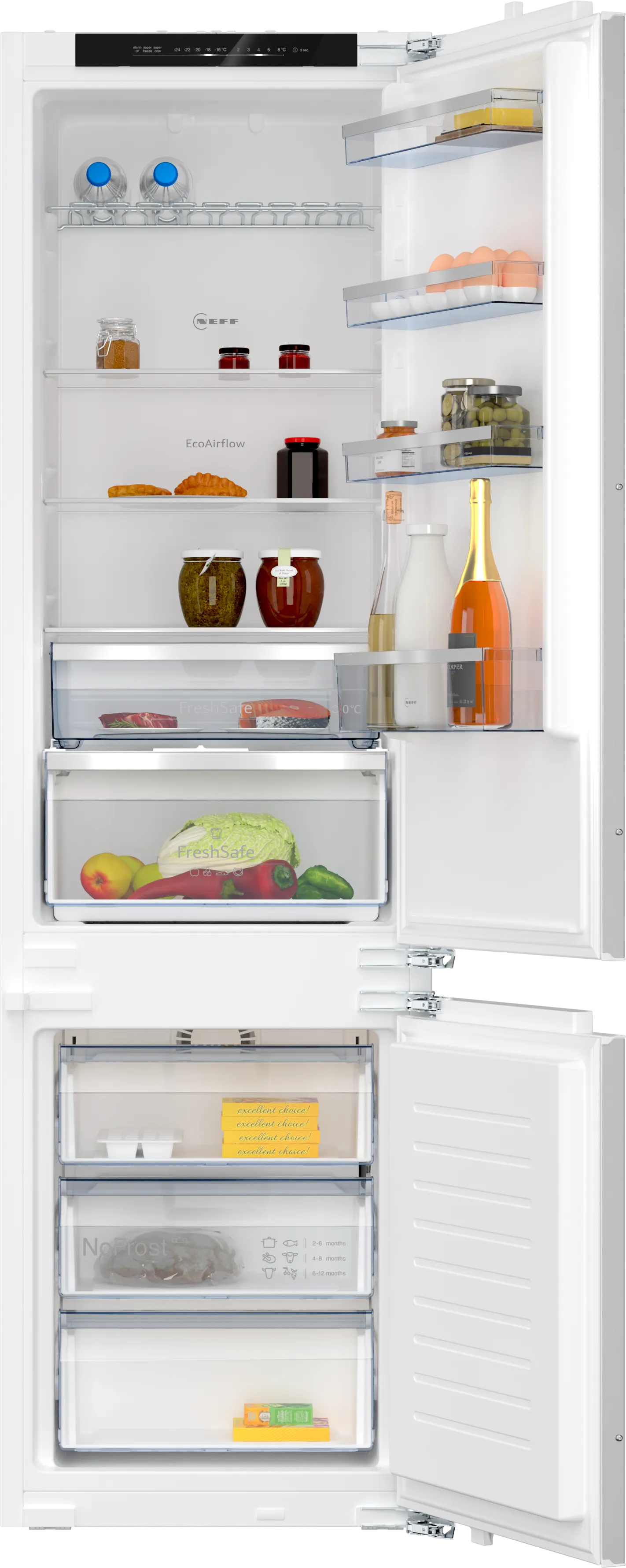 N 50 built-in fridge-freezer with freezer at bottom 193.5 x 55.8 cm flat hinge 