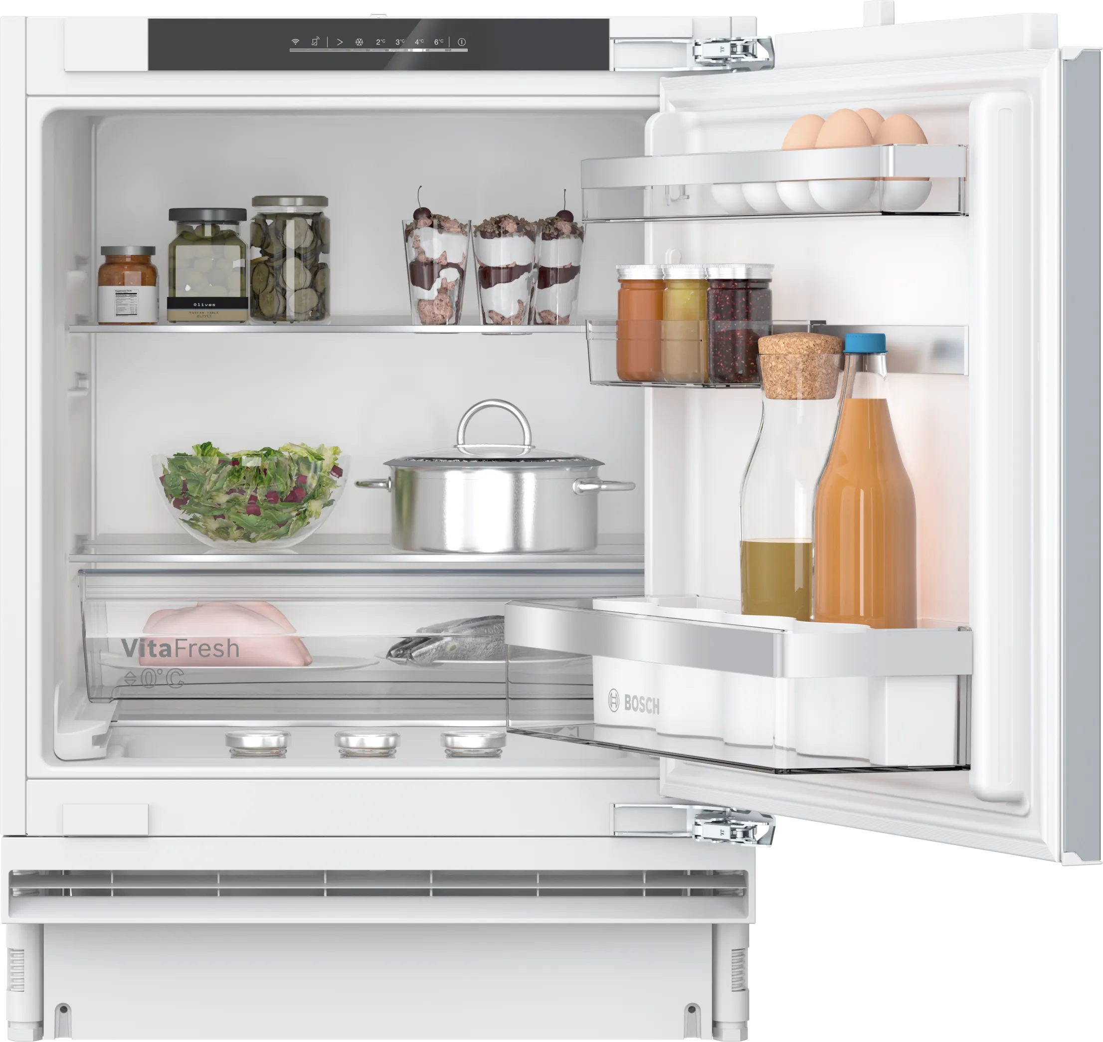 Serie 6 Kjøleskap til underbygging 82 x 60 cm soft close flathengsel 