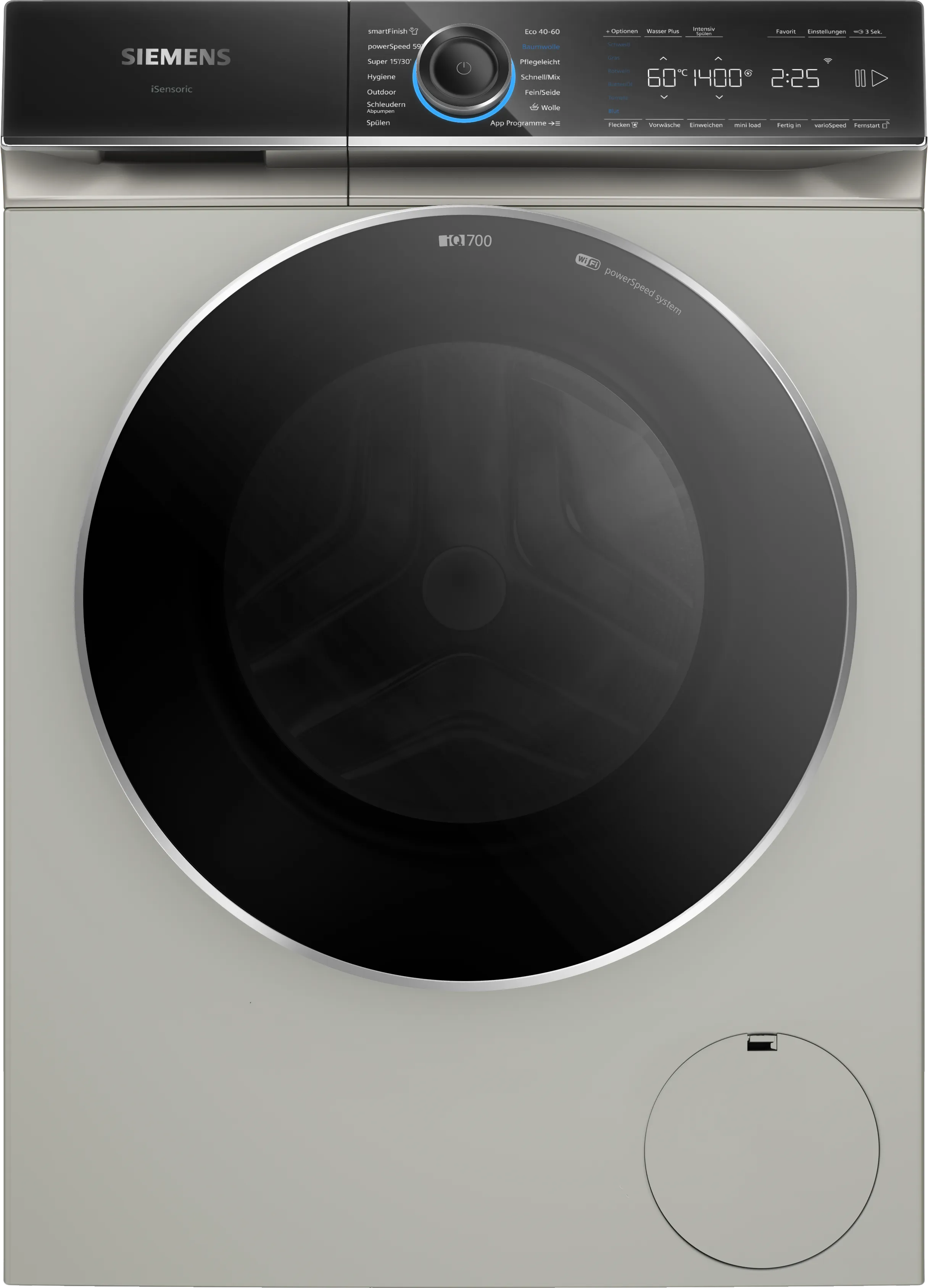 iQ700 washing machine, front loader 9 kg 1400 trs/min, Silver inox 