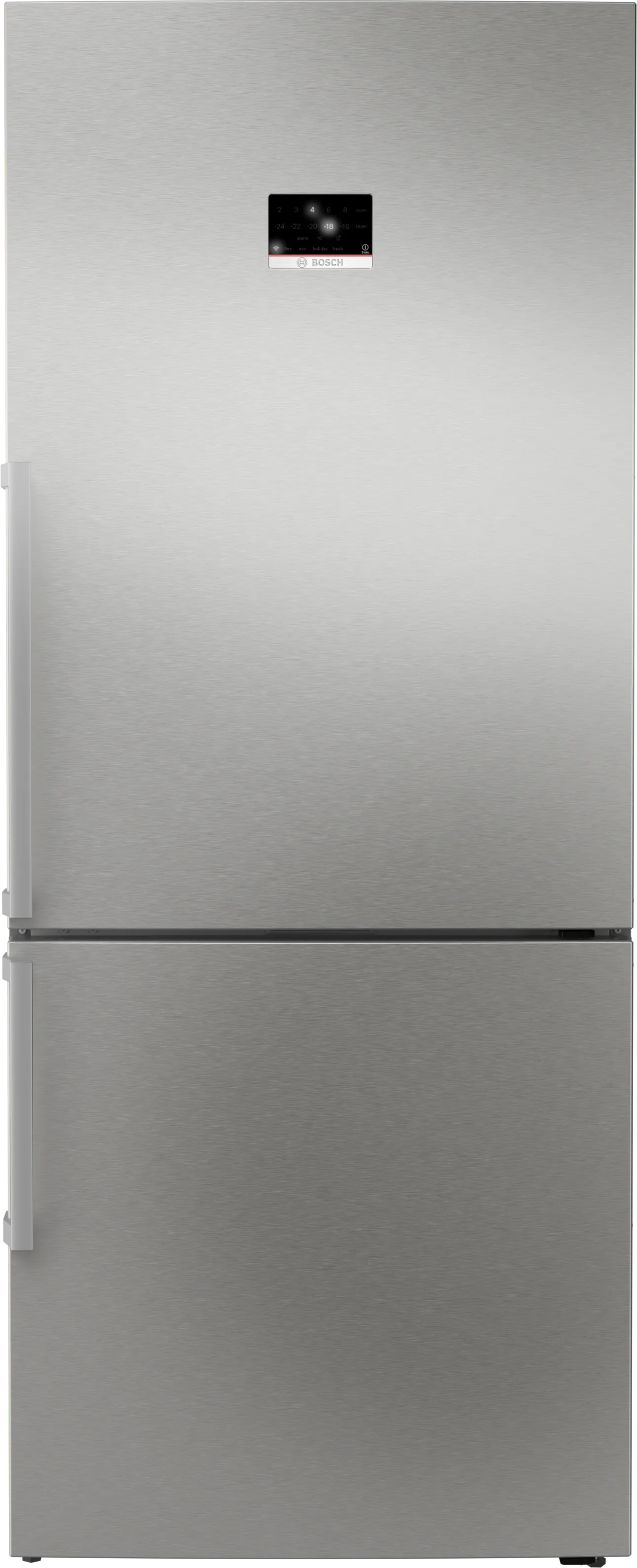 Serie 8 Volně stojící chladnička s mrazákem dole 186 x 75 cm matná ocel s úpravou proti otiskům prstů 
