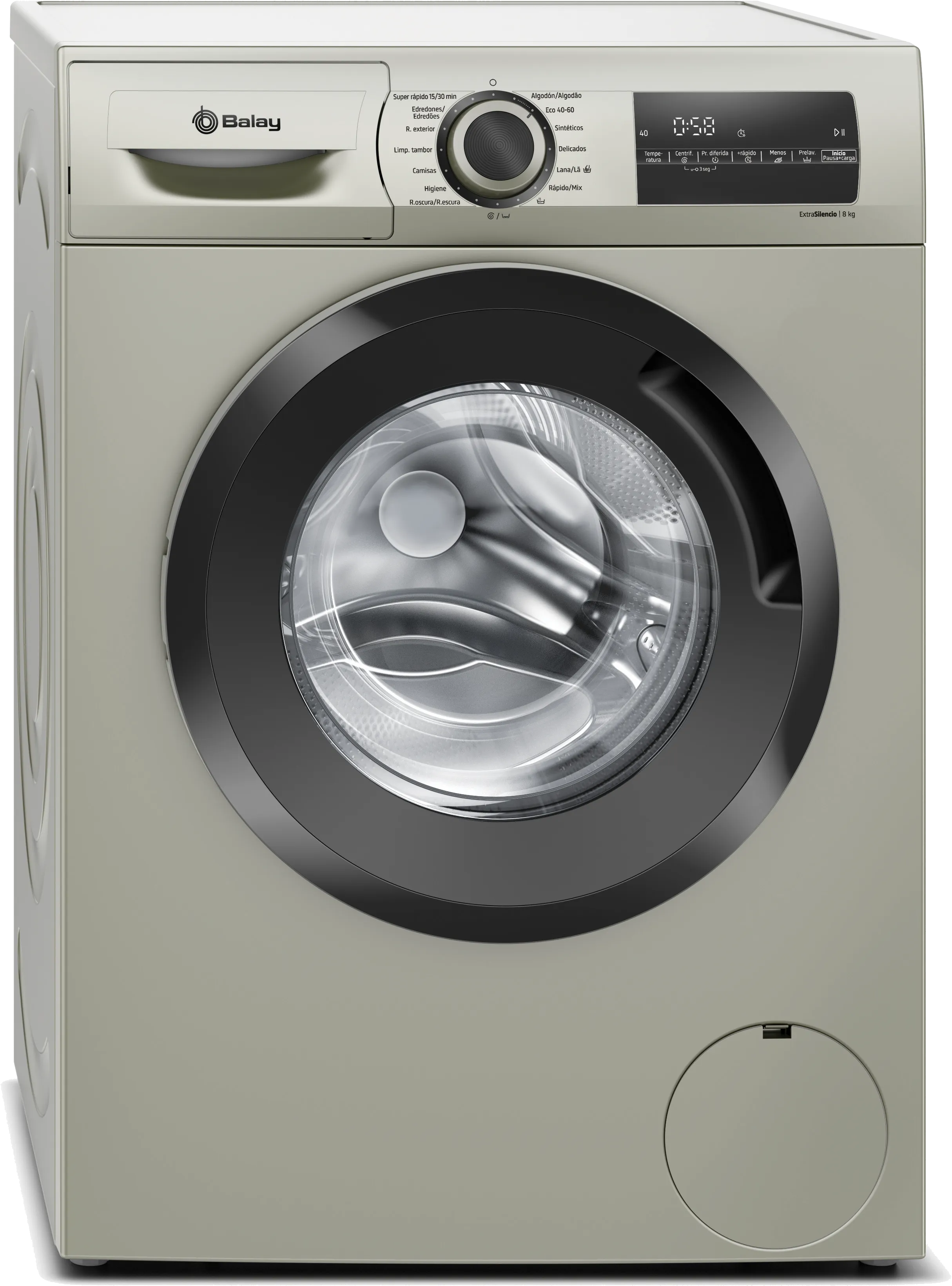 Máquina de Lavar Roupa, Carga Frontal 8 kg , Silver inox 