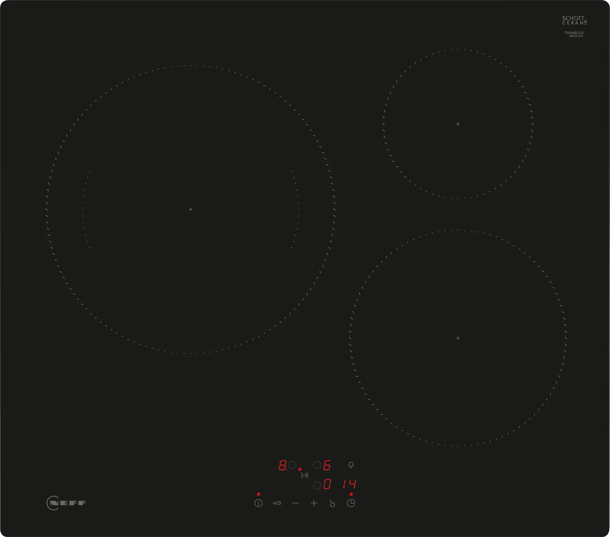 N 50 Table à induction 60 cm Noir, sans cadre 