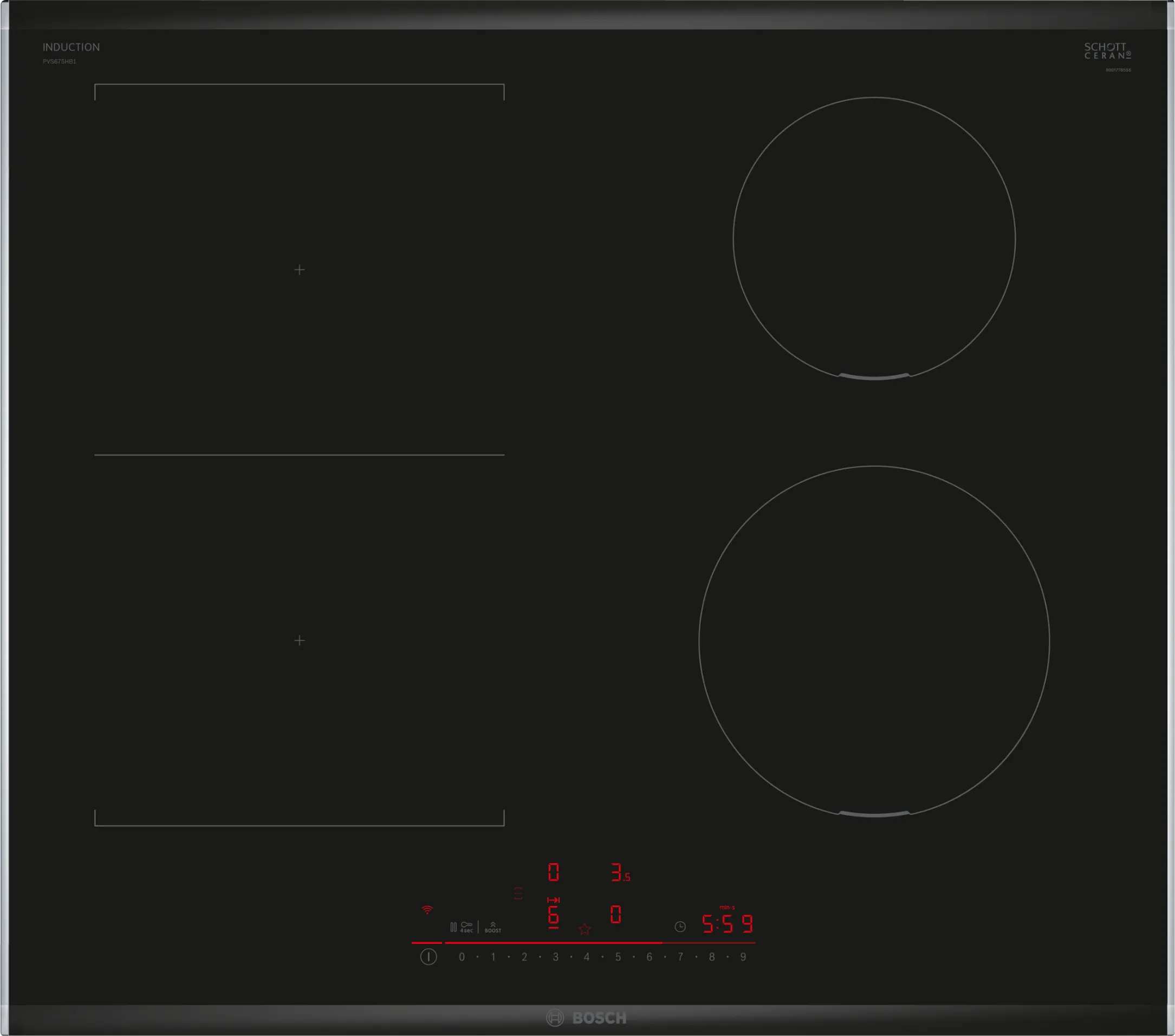 Series 6 Induction hob 60 cm Black, surface mount with frame 